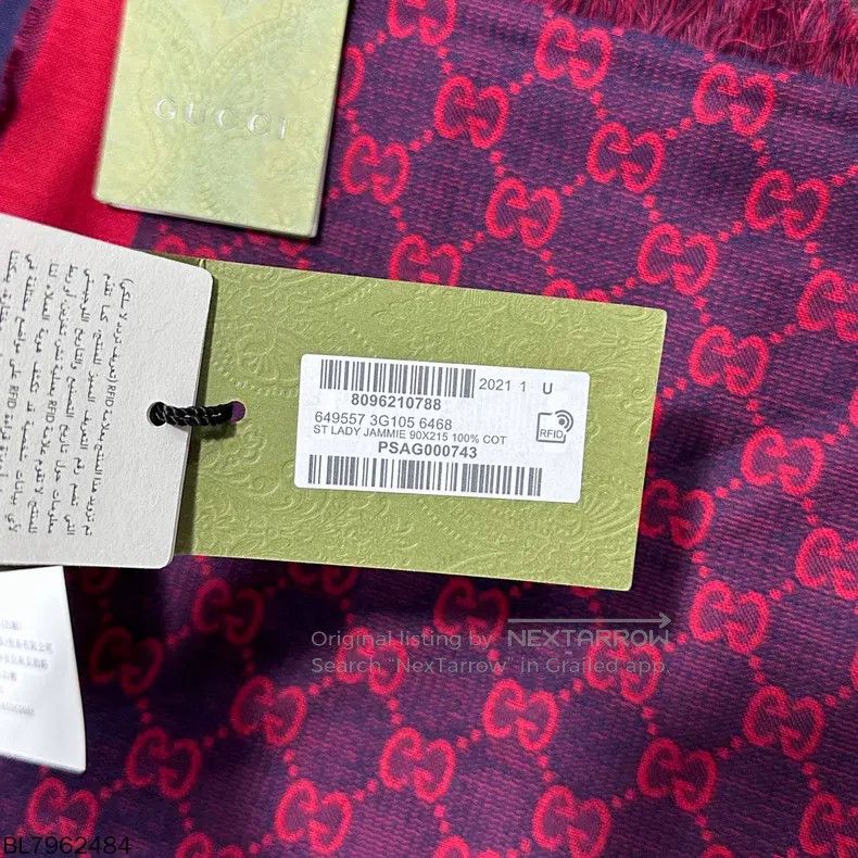 Gucci Gucci Purple-red full-print logo scarf Size ONE SIZE - 6 Thumbnail