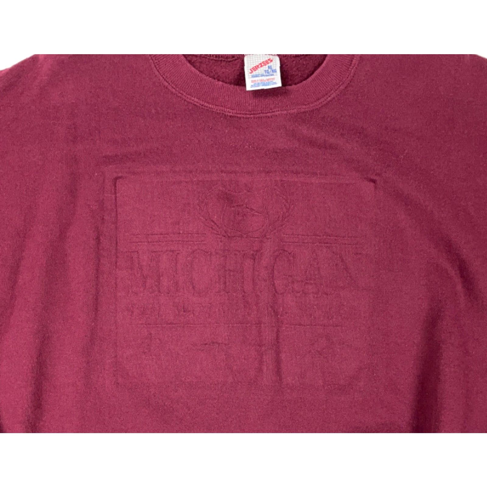 Jerzees VINTAGE Jerzees Michigan Wolverines Sweatshirt Red XL Pullover Crew Neck Embroidered USA Made Men’s Sweatshirt 90s Retro Graphic Print Size US XL / EU 56 / 4 - 3 Thumbnail