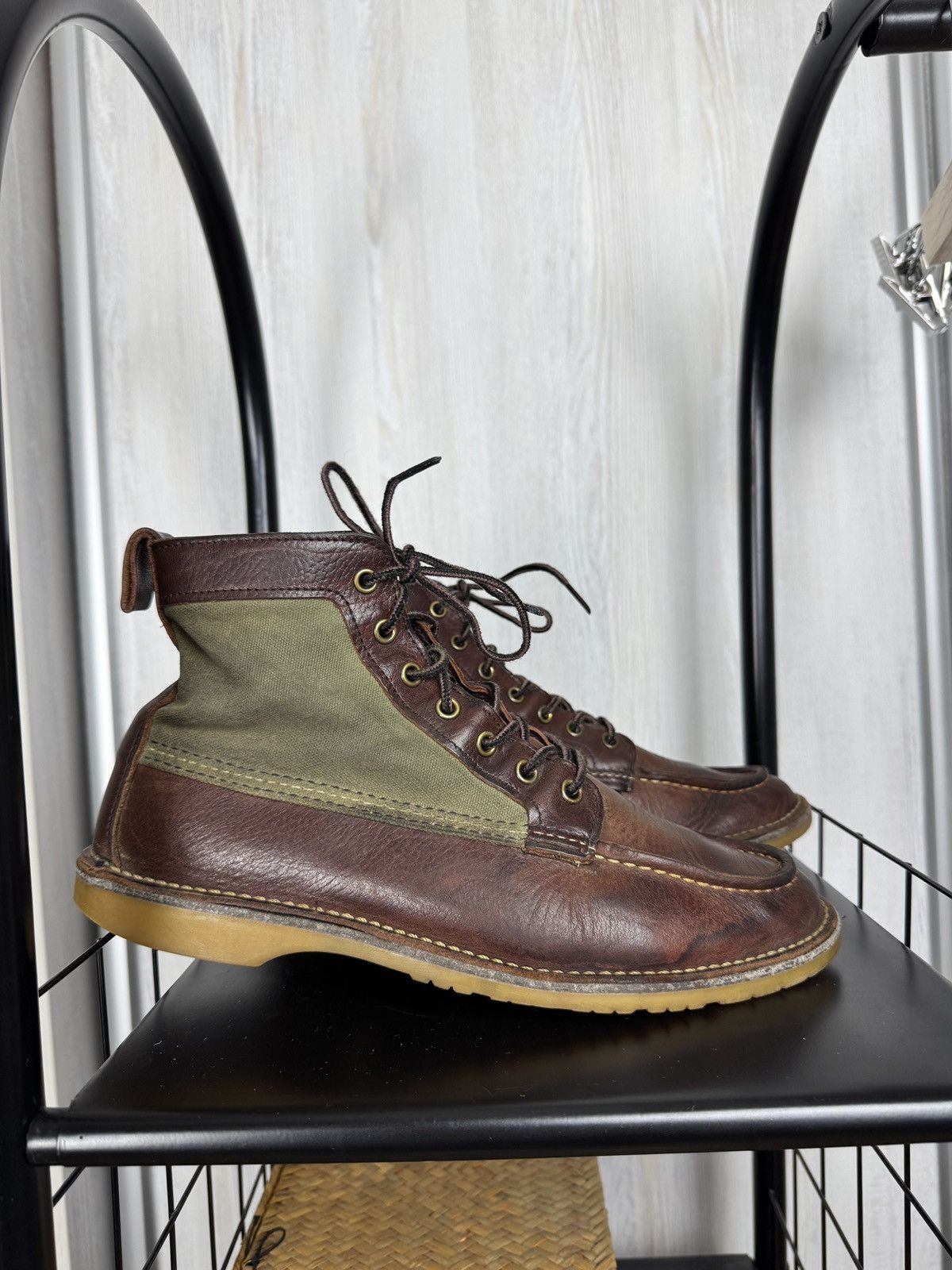 Red Wing Weekender Moc 3336 Briar With Olive Canvas Boots
