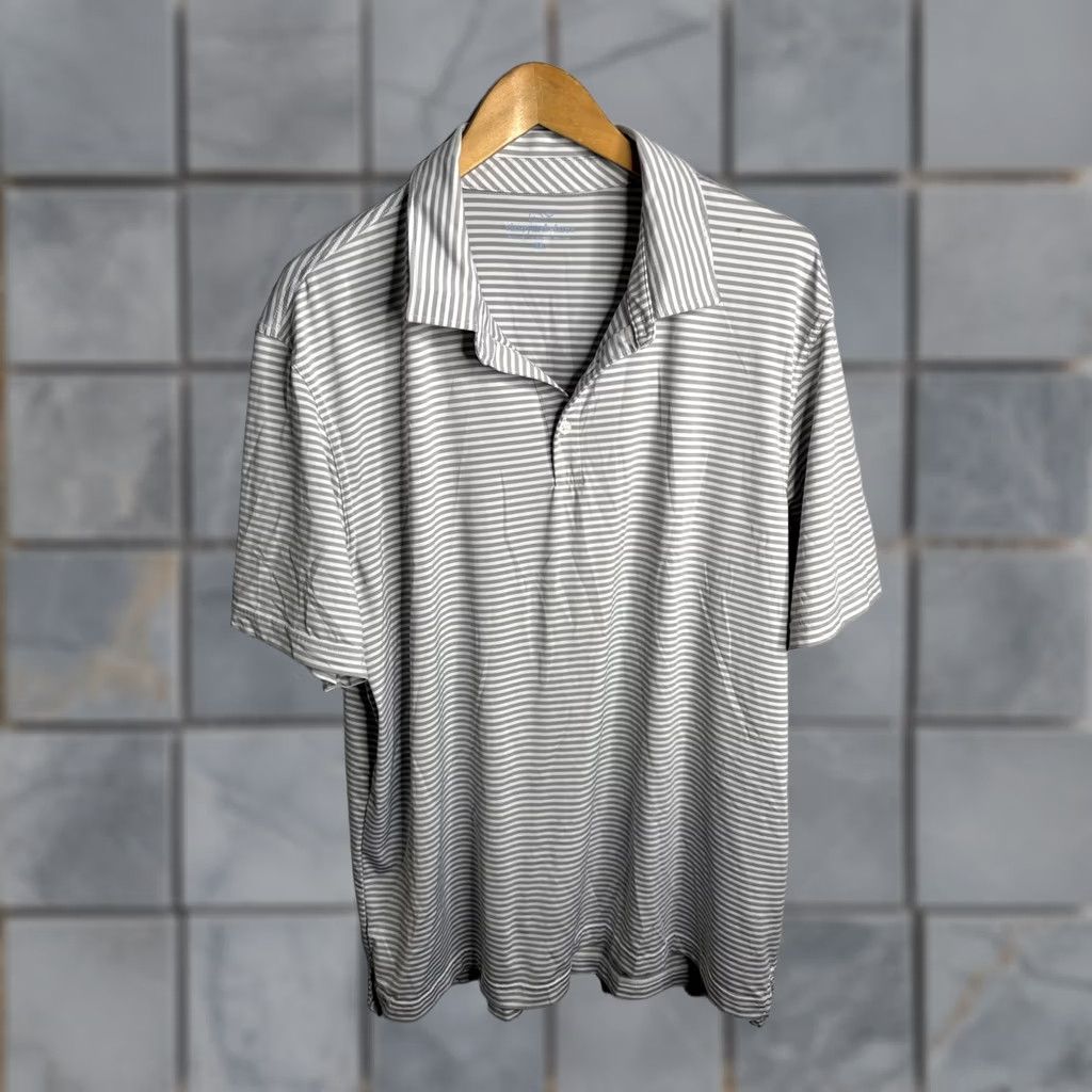 Vineyard Vines Vineyard Vines Polo Shirt Mens XL Gray White Stripe Performance Stretch Golf Shirt Size US XL / EU 56 / 4 - 1 Thumbnail