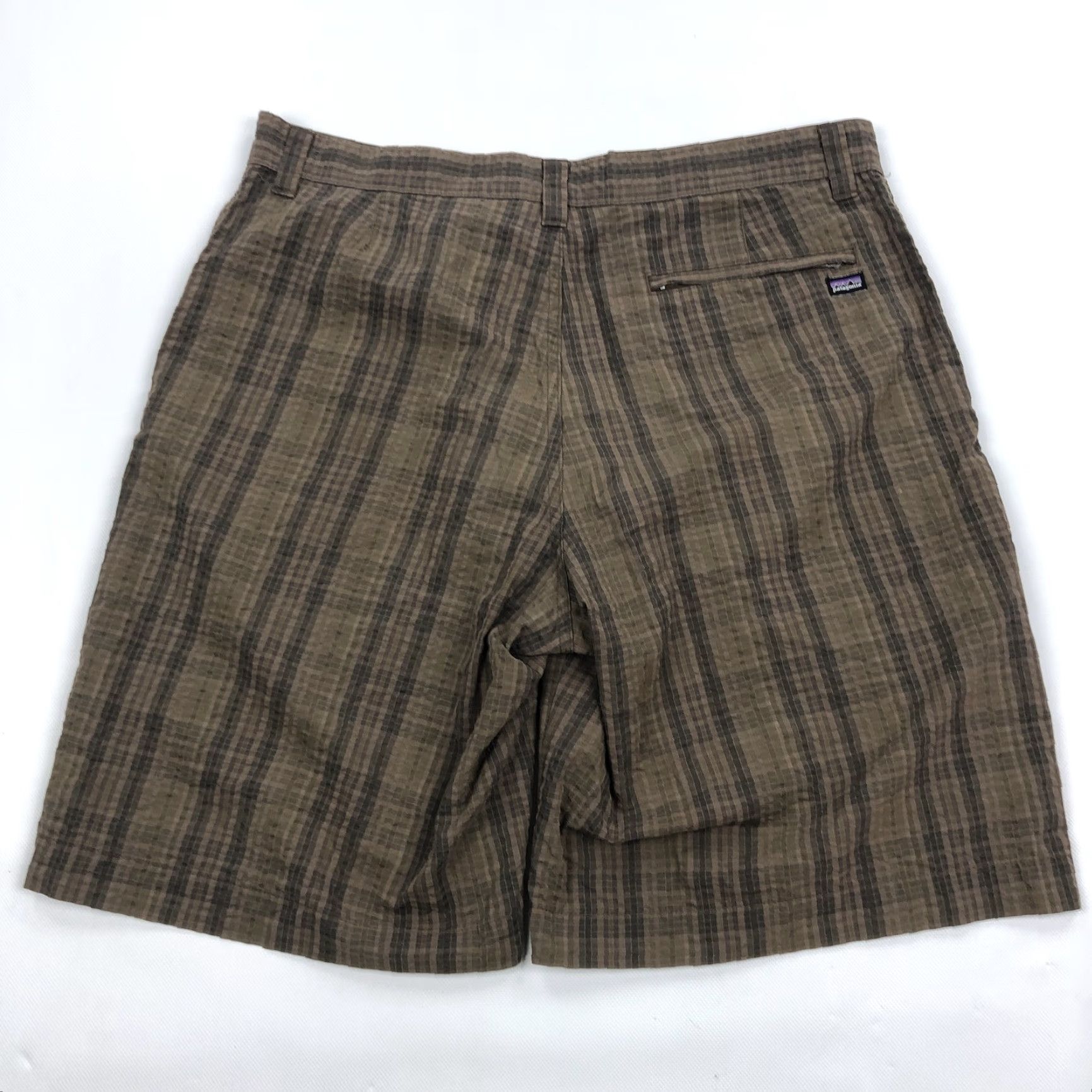 Patagonia Patagonia Men's 33 Brown Plaid Organic Cotton Blend Chino Walking Shorts Slim? (remove uncertain) Size US 33 - 4 Thumbnail