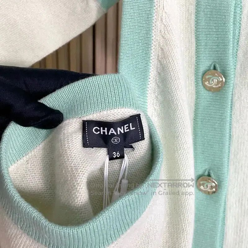 Chanel Chanel Spring Green Cashmere Off-Shoulder Sweater . Size S / US 4 / IT 40 - 5 Thumbnail