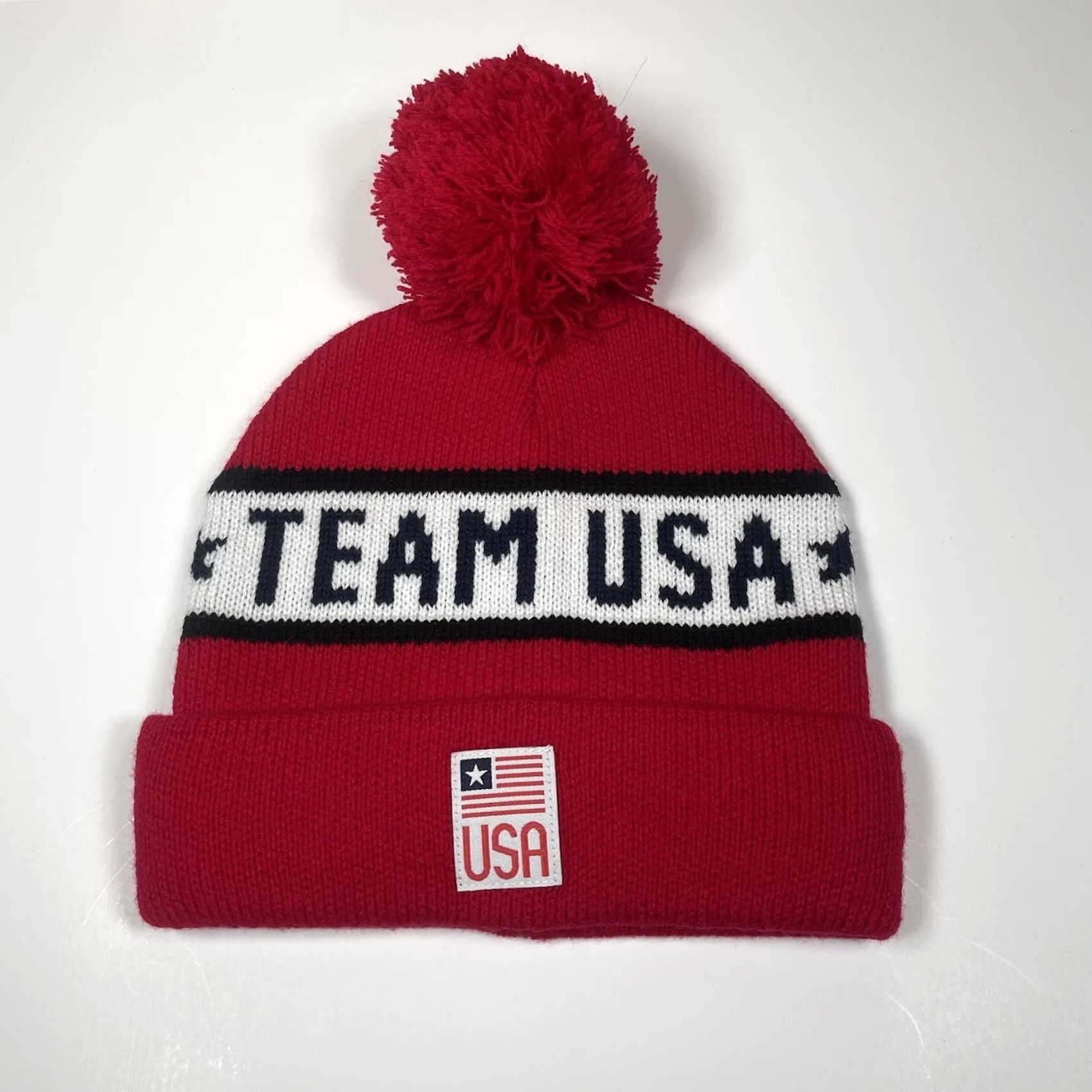 Vintage Unbranded Team USA Beanie Red Adults One Size Striped Winter Hat Cap Size ONE SIZE - 2 Thumbnail