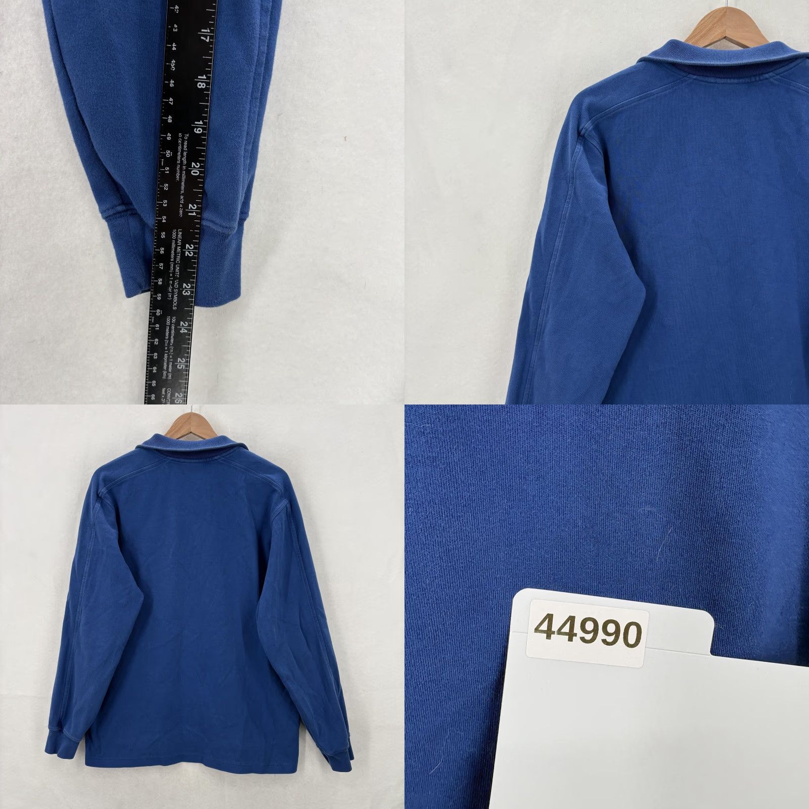 Lacoste VINTAGE Lacoste Mens XL Blue Quarter Zip Pullover 100% Cotton Croc Logo Pullover Shirt Sweatshirt Zip Knit Classic Size US XL / EU 56 / 4 - 8 Thumbnail