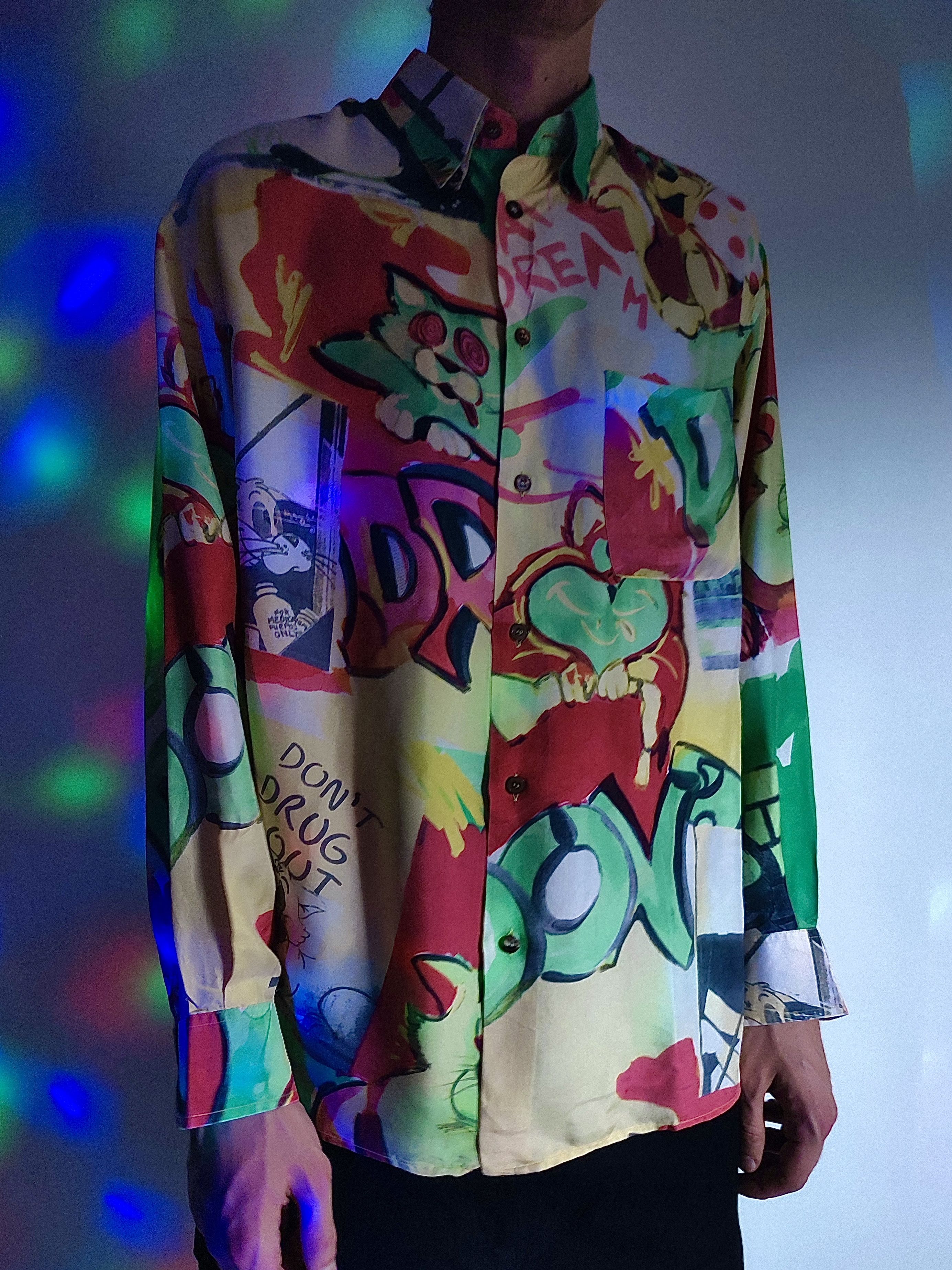 Iceberg 1992 Iceberg Silk Don’t Drug Out LSD Full Print Shirt 90s Size US L / EU 52-54 / 3 - 7 Thumbnail