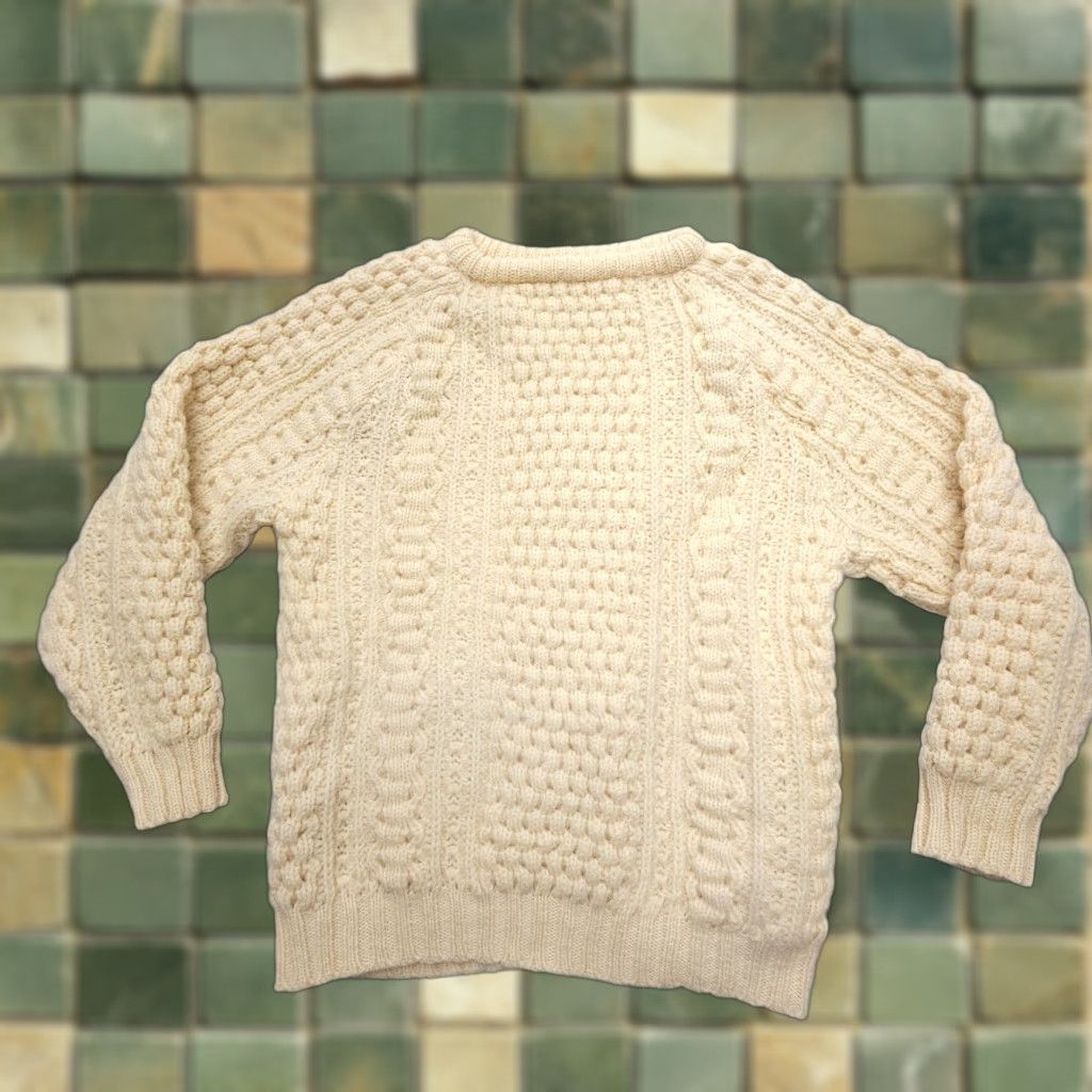 Vintage Forge House Knitwear Wool Sweater Womens XL Heavyweight Cable Knit Ireland Ivory Pullover - London Theme, Knit, Cold Weather Women XL Size XL / US 12-14 / IT 48-50 - 1 Thumbnail