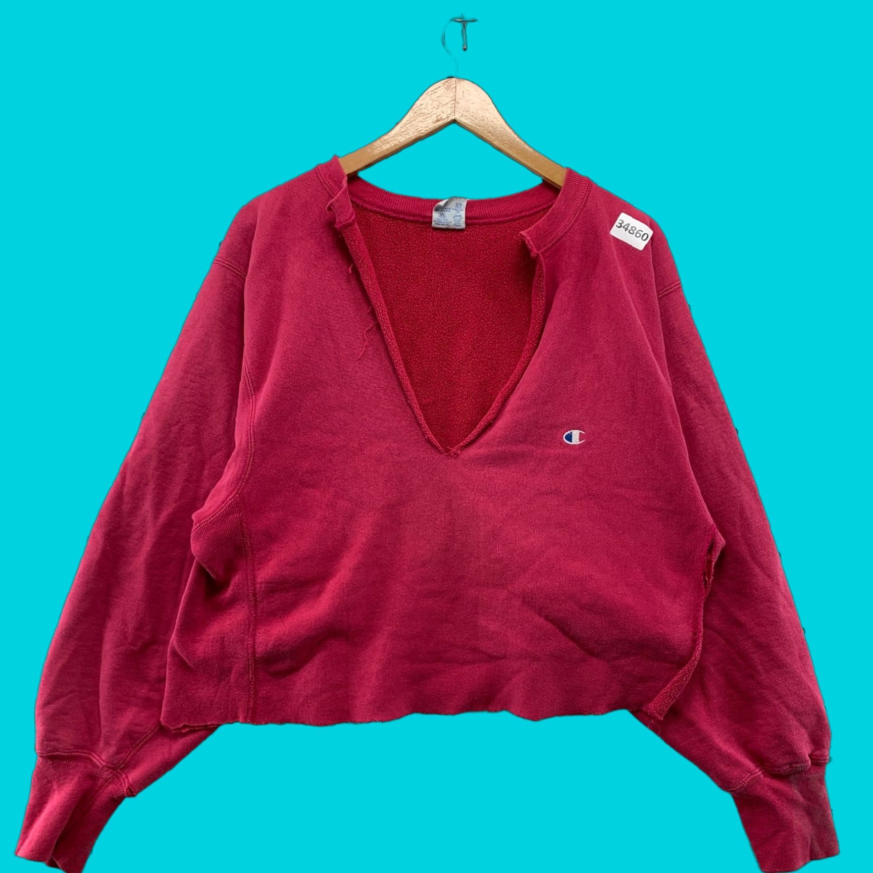 Champion VINTAGE Champion Sweatshirt Womens XL 90s Reverse Weave Pourover Pink Logo USA Cropped Chopped USPS? Size XL / US 12-14 / IT 48-50 - 1 Thumbnail