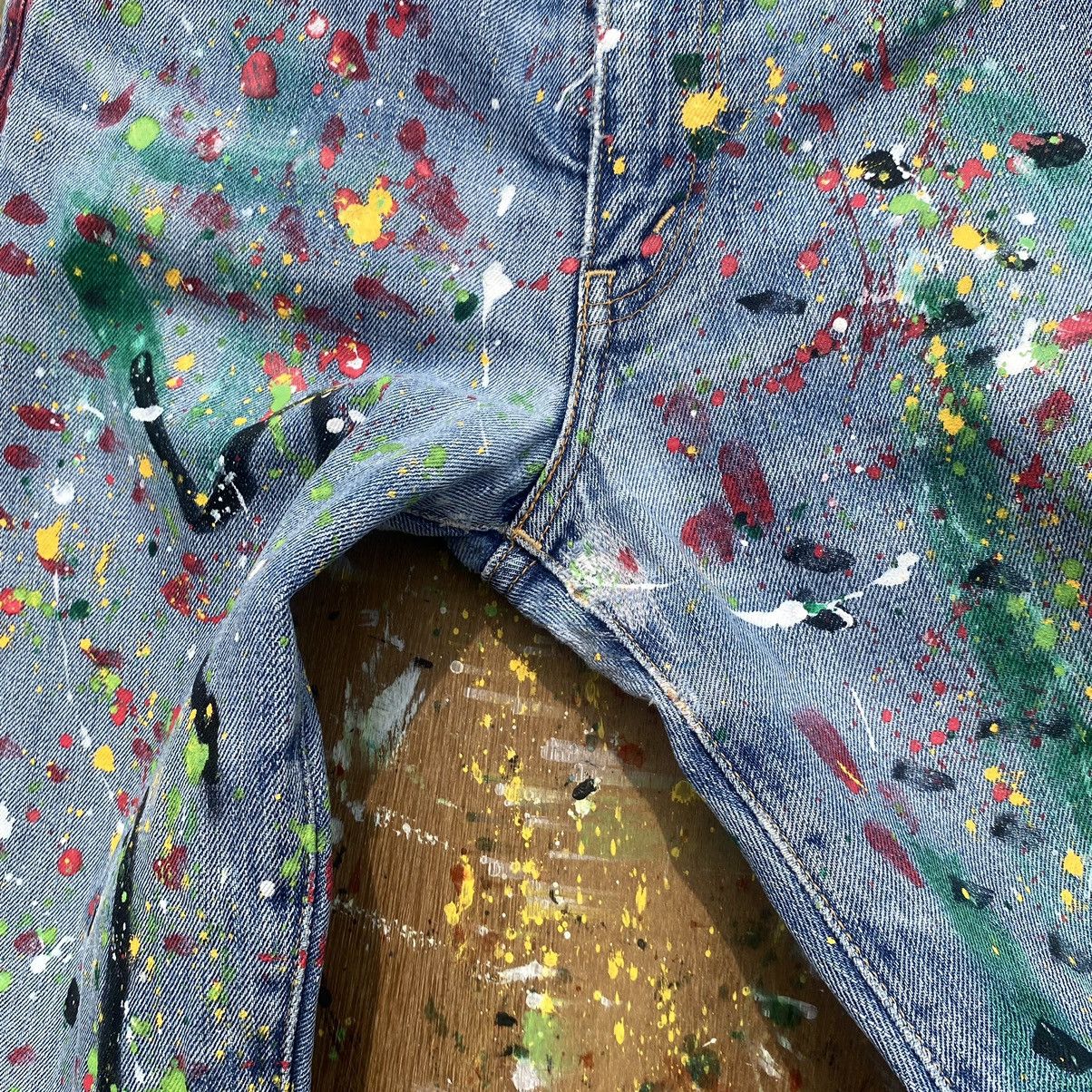 Levi's Vintage Levis 502 “E” Selvedge Splatter Light Denim Jeans Size US 29 - 5 Thumbnail