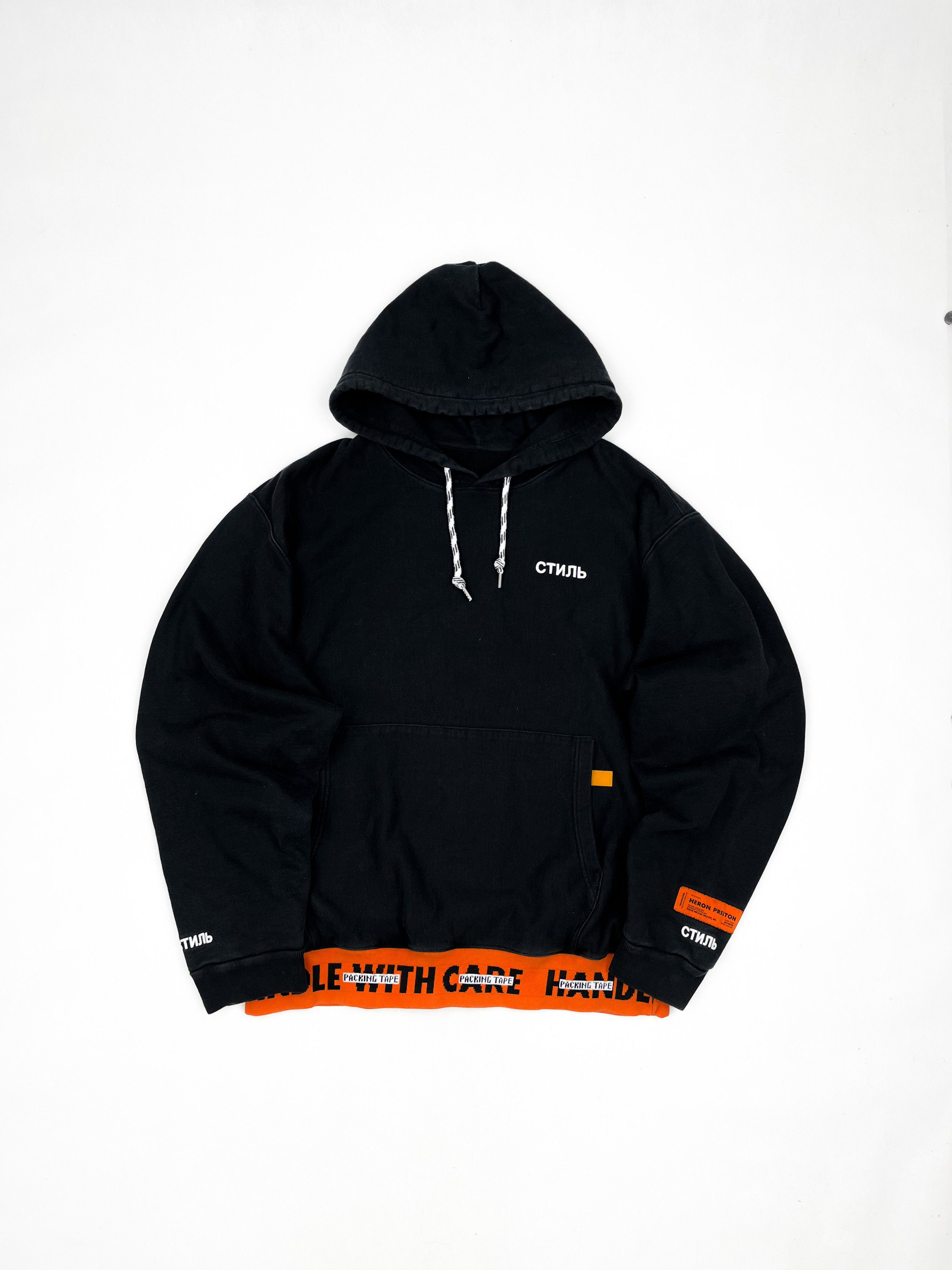 Heron Preston Heron Preston tape hoodie black XL | Grailed