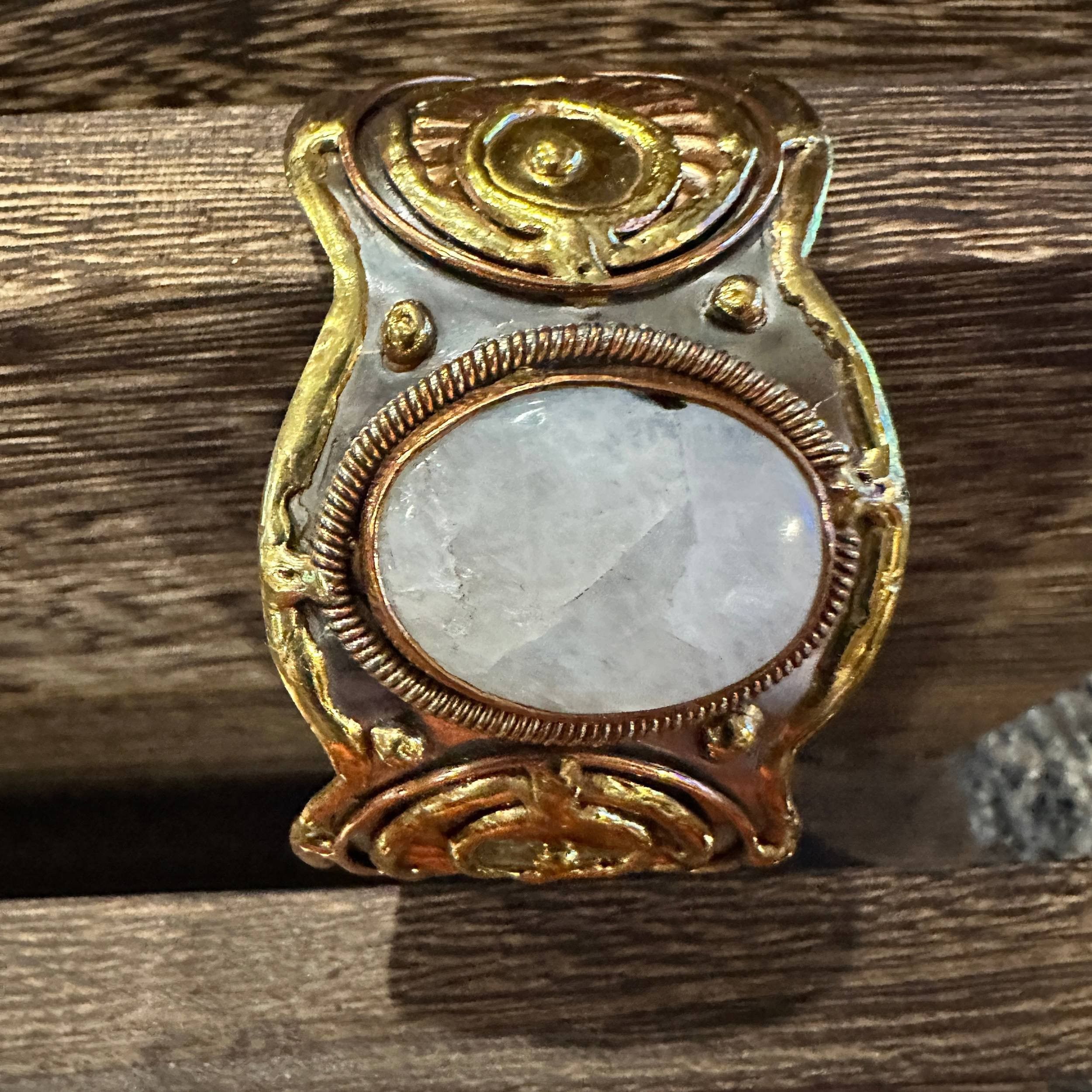 Other Artisan-Made 2-Inch Wide Cuff Bracelet with White Moonstone Size ONE SIZE - 9 Thumbnail