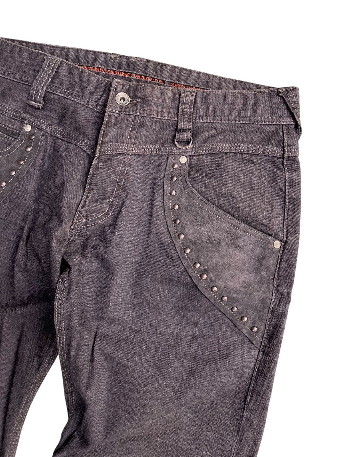 14th Addiction Nicole Club for Men studded leather pocket flare denim pants Size US 32 / EU 48 - 7 Thumbnail