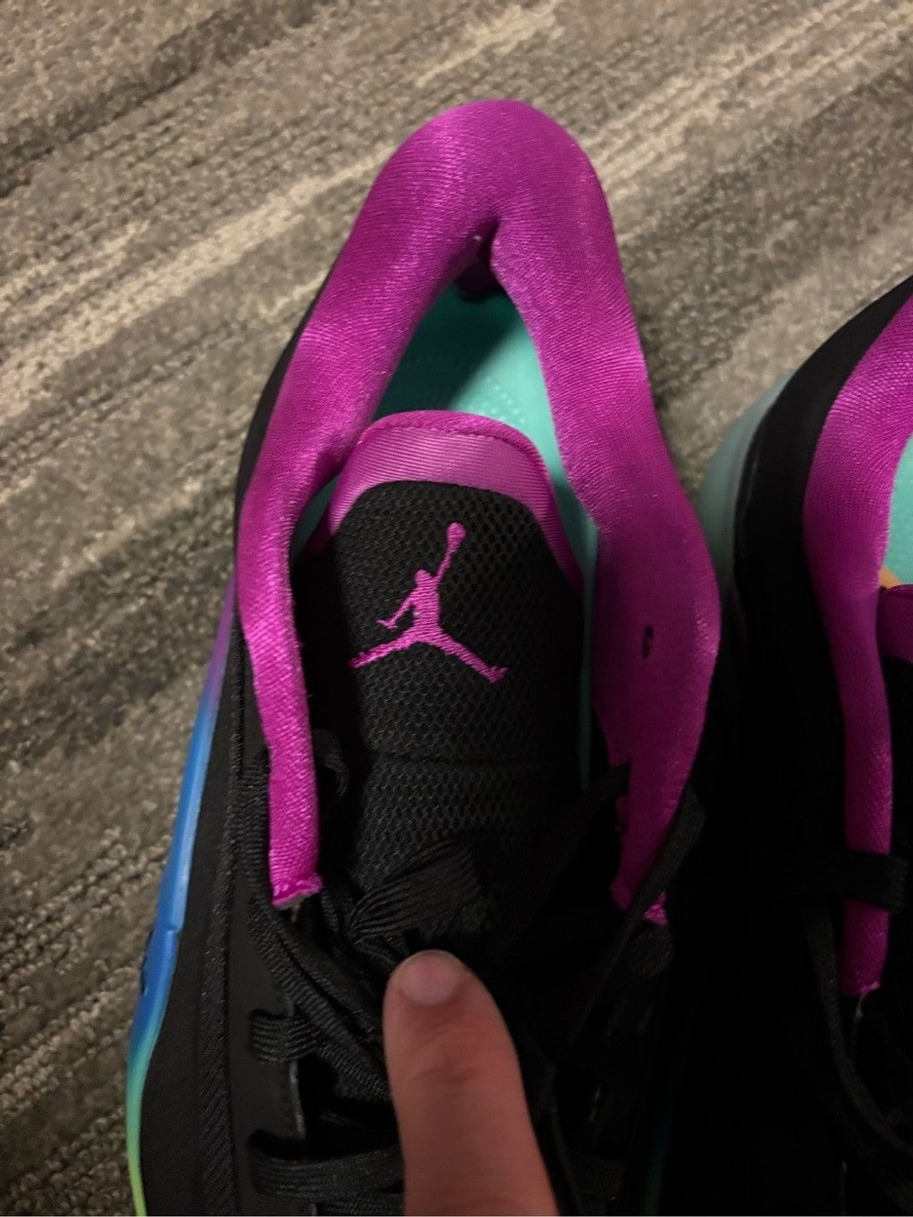 Jordan Brand Jordan Zion Black Athletic Shoes with Pink Collar and Teal L Size US 11 / EU 44 - 2 Thumbnail
