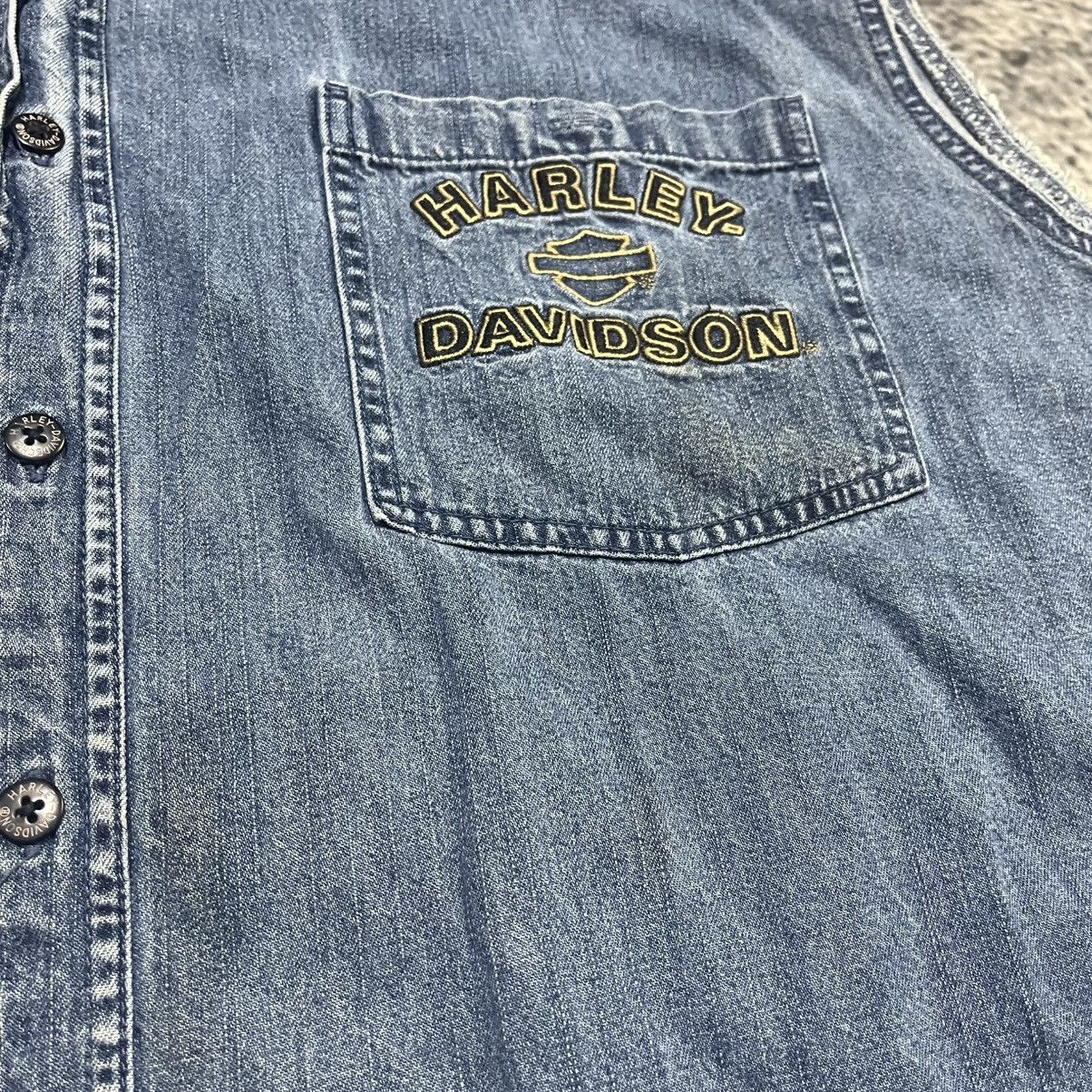 Harley Davidson VINTAGE HARLEY DAVIDSON EMBROIDERED EAGLE BIKE DENIM VEST Size US XXL / EU 58 / 5 - 6 Thumbnail