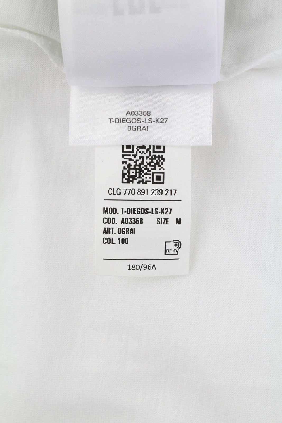 Diesel T-DIEGOS-LS-K27 M White Cotton Tricot T-Shirt 40988 Size US M / EU 48-50 / 2 - 10 Thumbnail