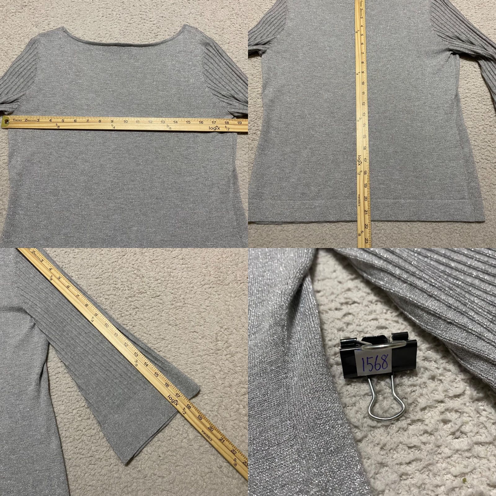 Talbots Talbots Womens PM Shirt Gray Round Neck Bell Sleeve Petite Metallic Sparkle Shirt Womens Bell Sleeve PM Gray Petite Metallic Sparkle Size M / US 6-8 / IT 42-44 - 8 Thumbnail