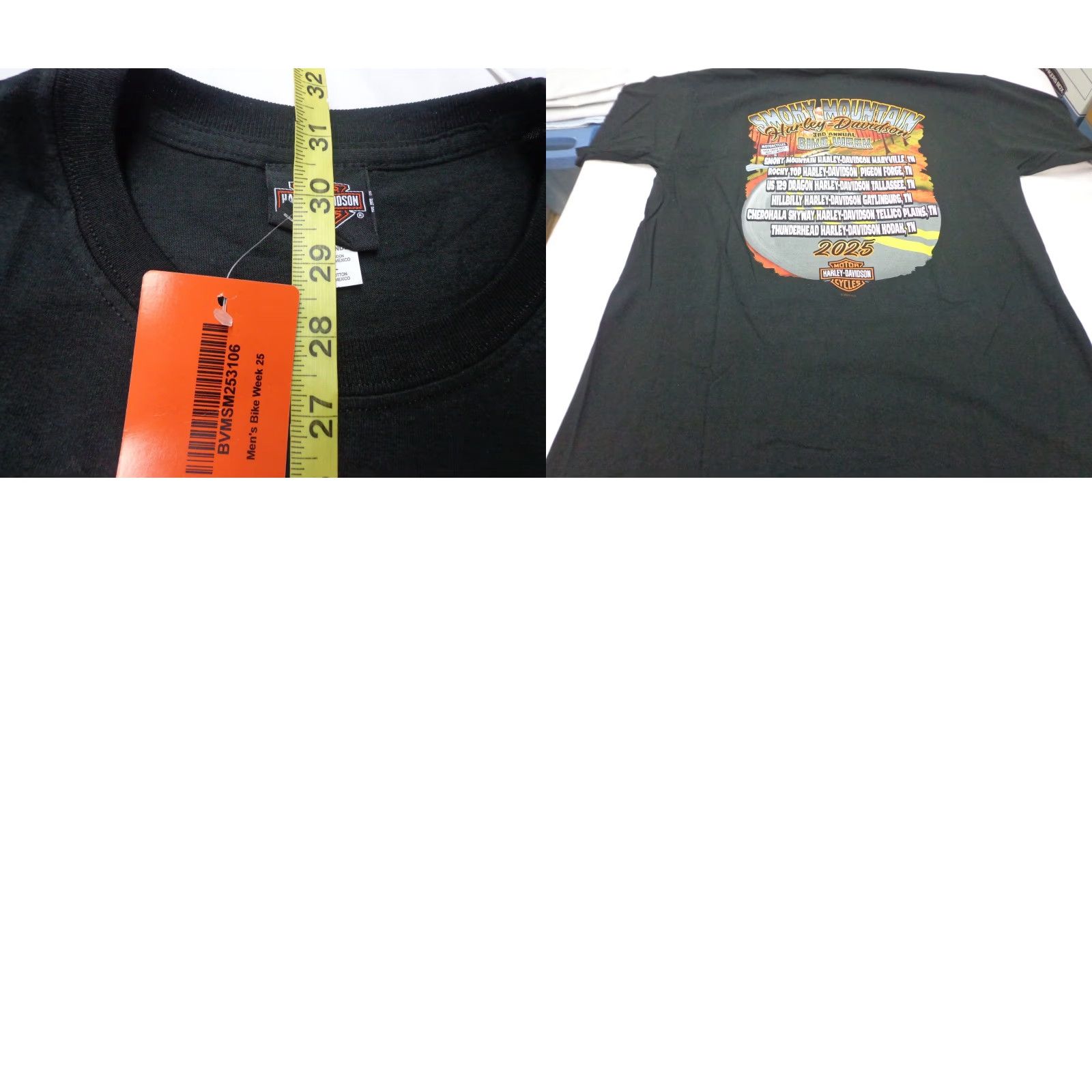 Harley Davidson Harley-Davidson T-Shirt Harley-Davidson Smoky Mountain Motorcycle 2025 Bike Week Black XL Men Short Sleeve Crew Neck Graphic Print Vintage No Size US XL / EU 56 / 4 - 8 Thumbnail