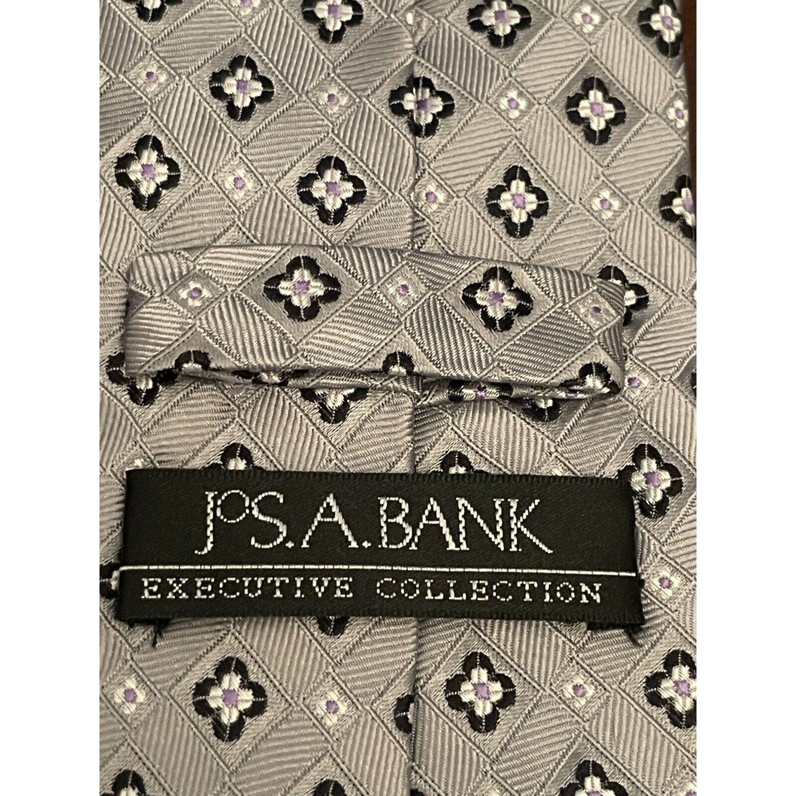 Jos. A. Bank Jos. A. Bank Executive Collection Gray Purple Hand Made Silk Size ONE SIZE - 8 Thumbnail