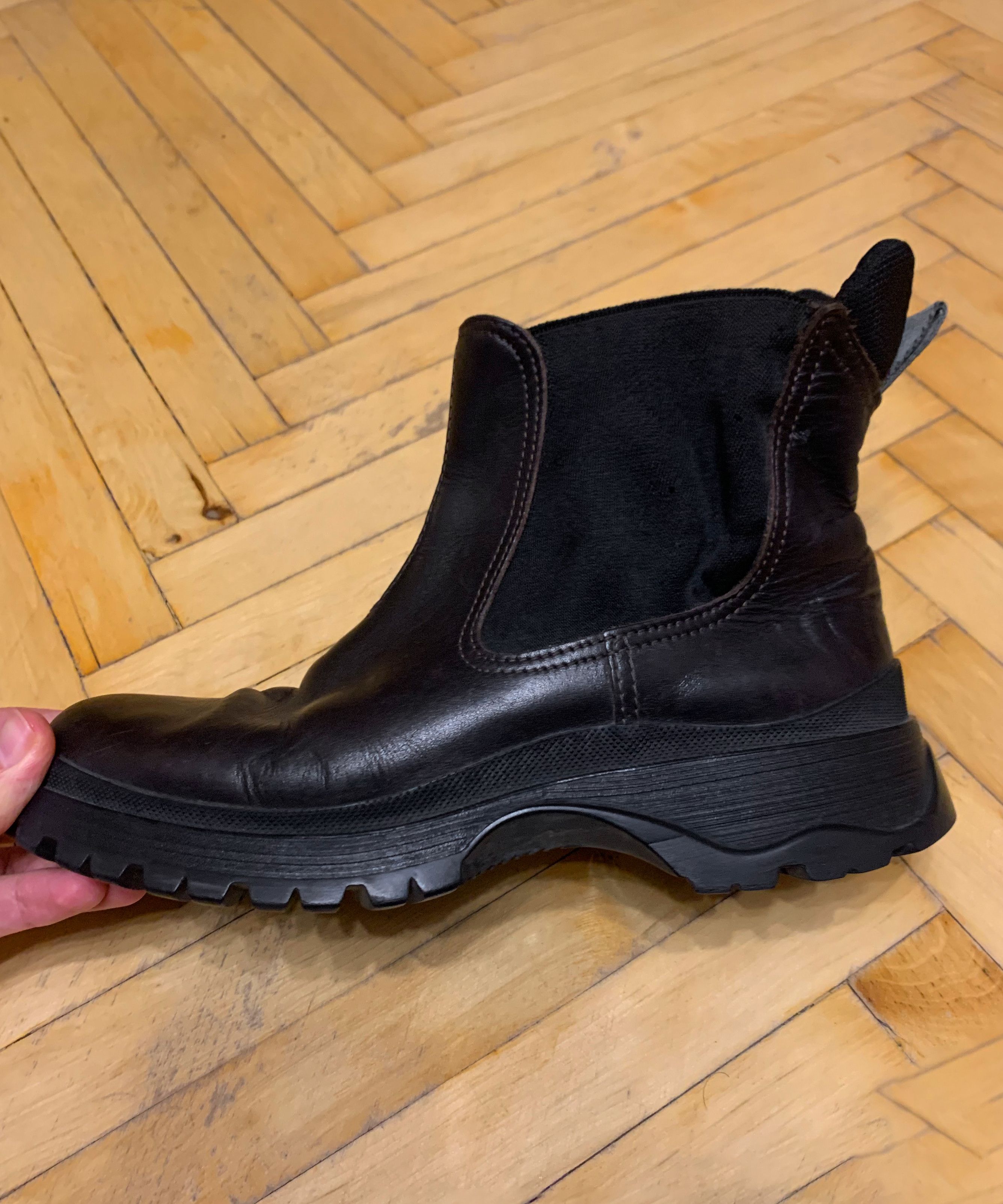 Prada 🔴 PRADA Boots Brown Shoes Vintage Leather Tractor Combat Size US 6.5 / IT 36.5 - 9 Thumbnail