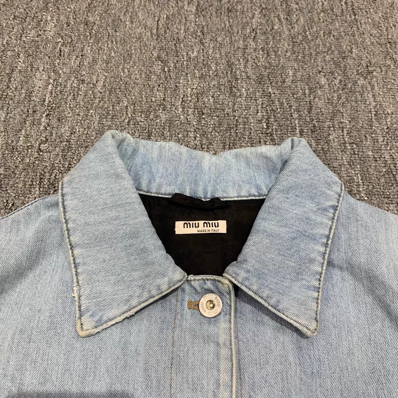 Miu Miu Miu Miu Blue Logo Short Denim Jacket Women's 38 Size XS / US 0-2 / IT 36-38 - 7 Thumbnail