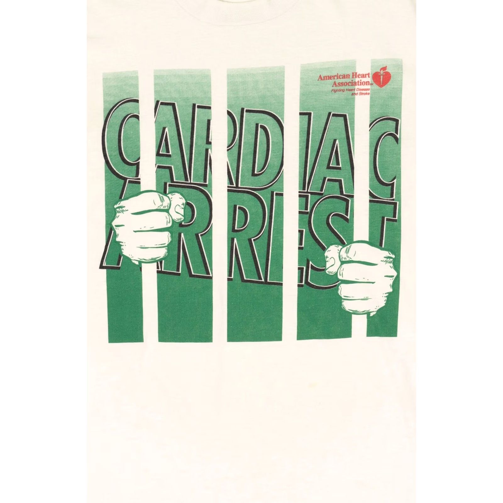 Fruit Of The Loom VINTAGE Cardiac Arrest T-Shirt American Heart Association 1990s White Unisex Adult X-Large Mens Womens Boys Girls Size US XL / EU 56 / 4 - 2 Thumbnail