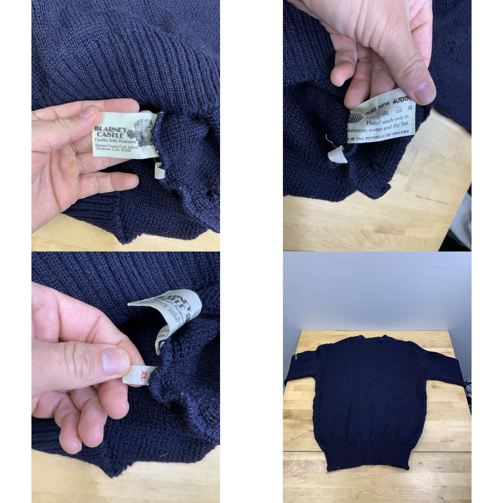 Vintage Blarney Castle Wool Sweater Mens L Blue Distress Pullover 12624 Size US L / EU 52-54 / 3 - 9 Thumbnail