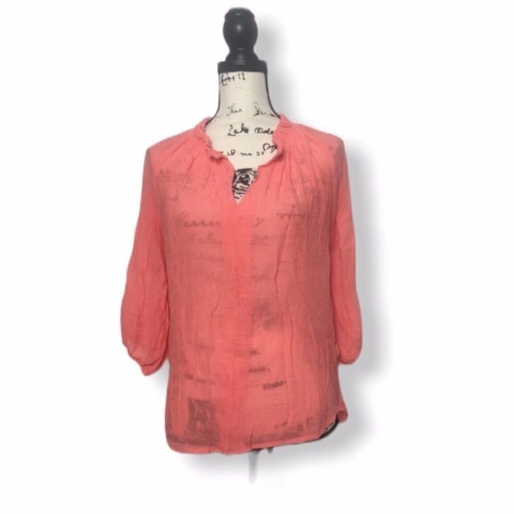 Other Jemma Coral Rayon 3/4 Sleeve Peasant Blouse | Size S Size S / US 4 / IT 40 - 1 Thumbnail