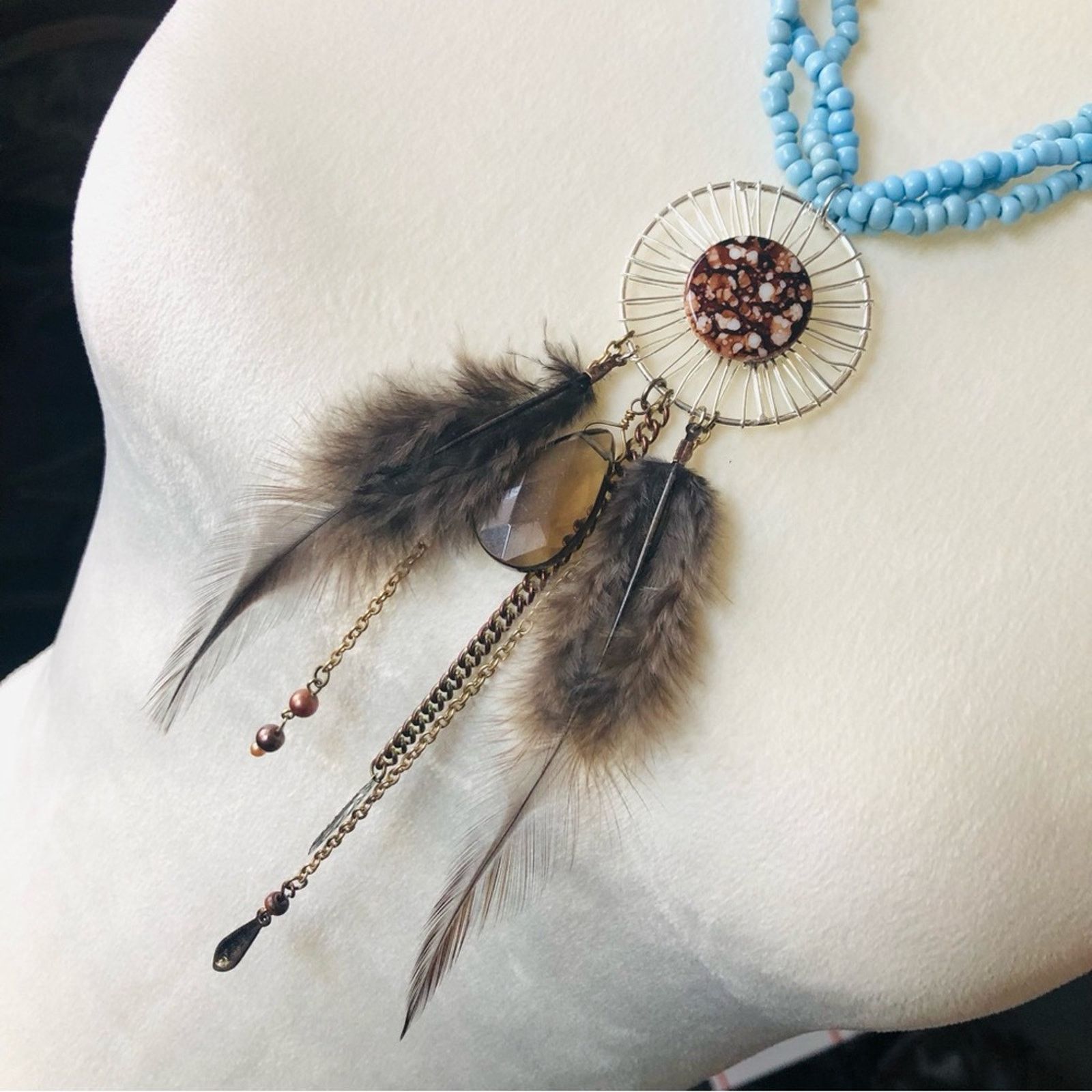 Handmade Handcrafted howlite southwestern medallion necklace Size ONE SIZE - 8 Thumbnail