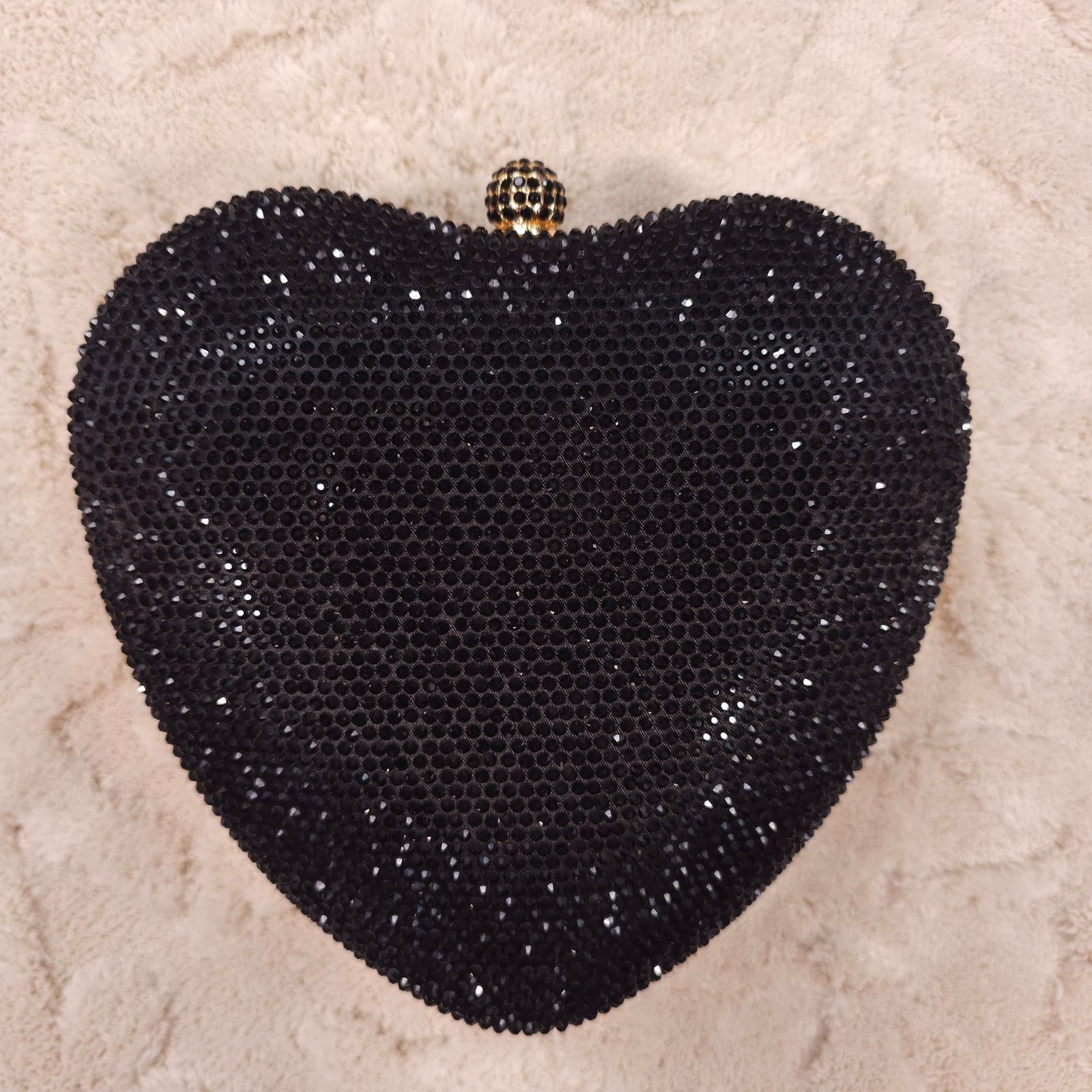 Other Rhinestone Pave Heart Convertible Clutch Crossbody Bag Black Size ONE SIZE - 7 Thumbnail