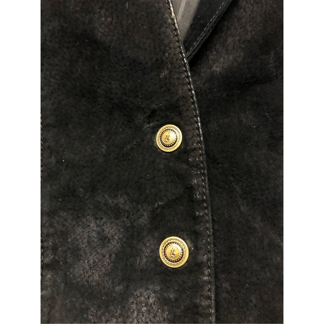 A-Line Live a Little Black 100% Leather Button Jacket Women's Size Size S / US 4 / IT 40 - 5 Thumbnail