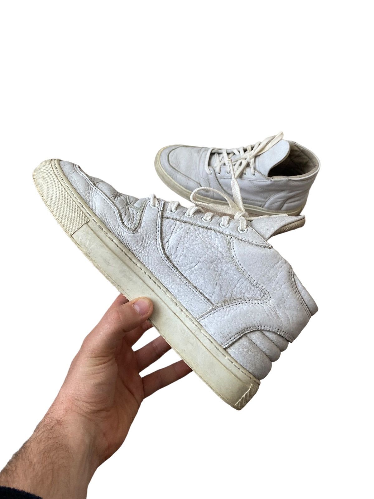 Filling Pieces Filling Pieces Mid Top White Leather Trainers US10 EUR43 Size US 10 / EU 43 - 3 Thumbnail