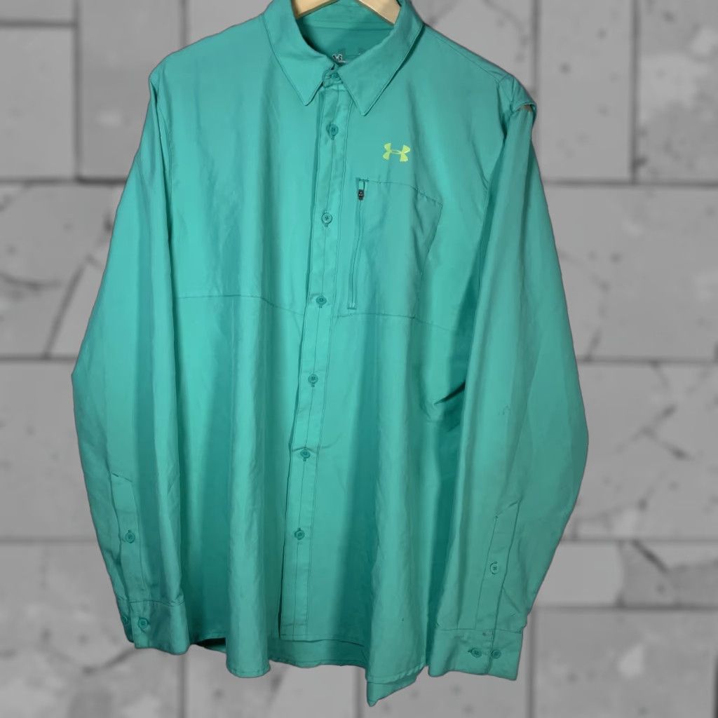 Under Armour Under Armour Polo Shirt Polo Mens Size L Athletic Long Sleeve Button Up Teal, Golf, Activewear Size US L / EU 52-54 / 3 - 1 Thumbnail