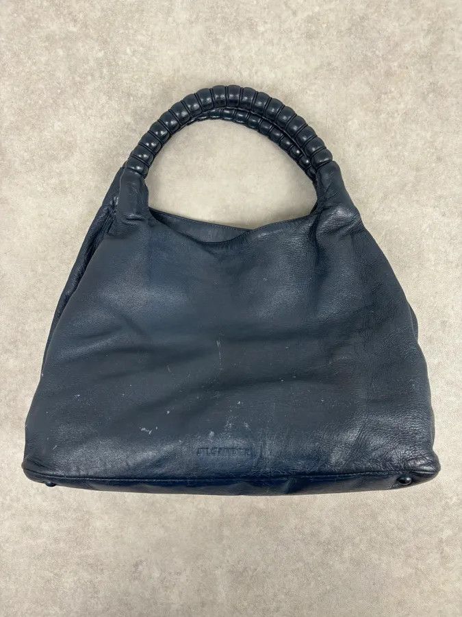 Jil Sander Jil Sander Navy Leather Hobo Bag with Wrapped Handle Size ONE SIZE - 1 Thumbnail
