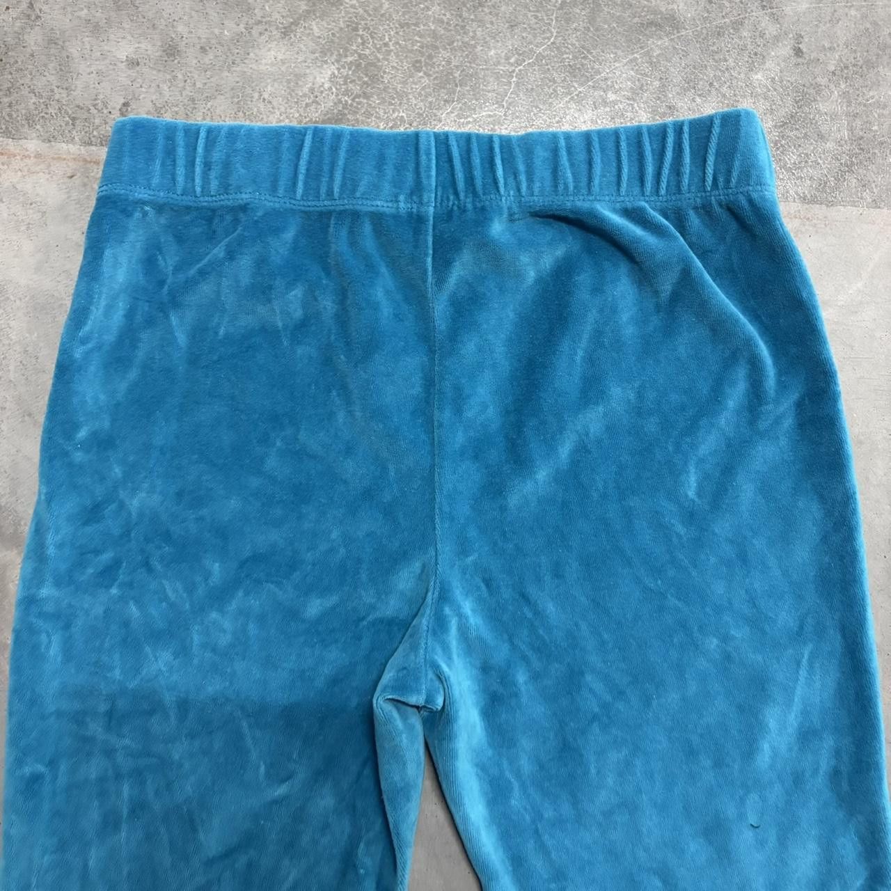 Vintage Crazy Vintage Y2K/2000s Flared Blue Velvet Streetwear Loungewear Sweatpants! Size US 30 / EU 46 - 5 Thumbnail