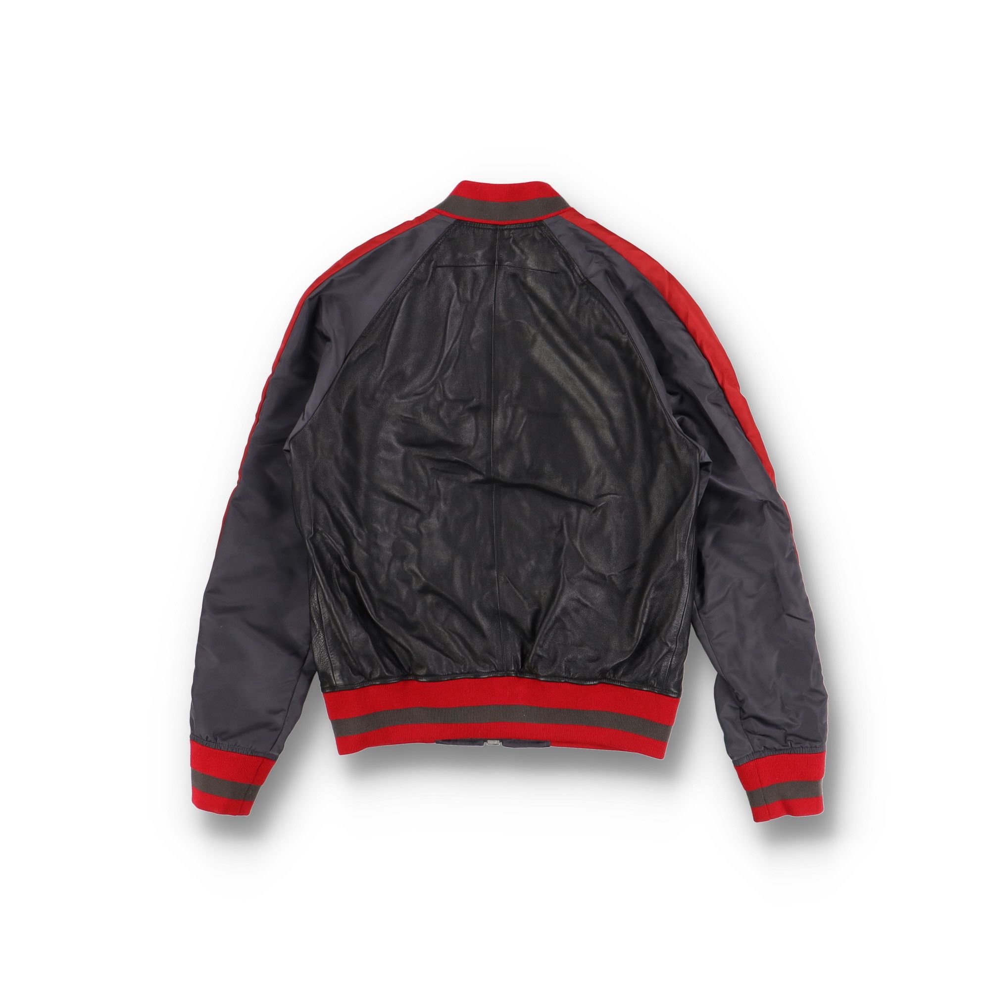 Givenchy Black and Red Striped Leather and Nylon Bomber Jacket Size US L / EU 52-54 / 3 - 7 Thumbnail