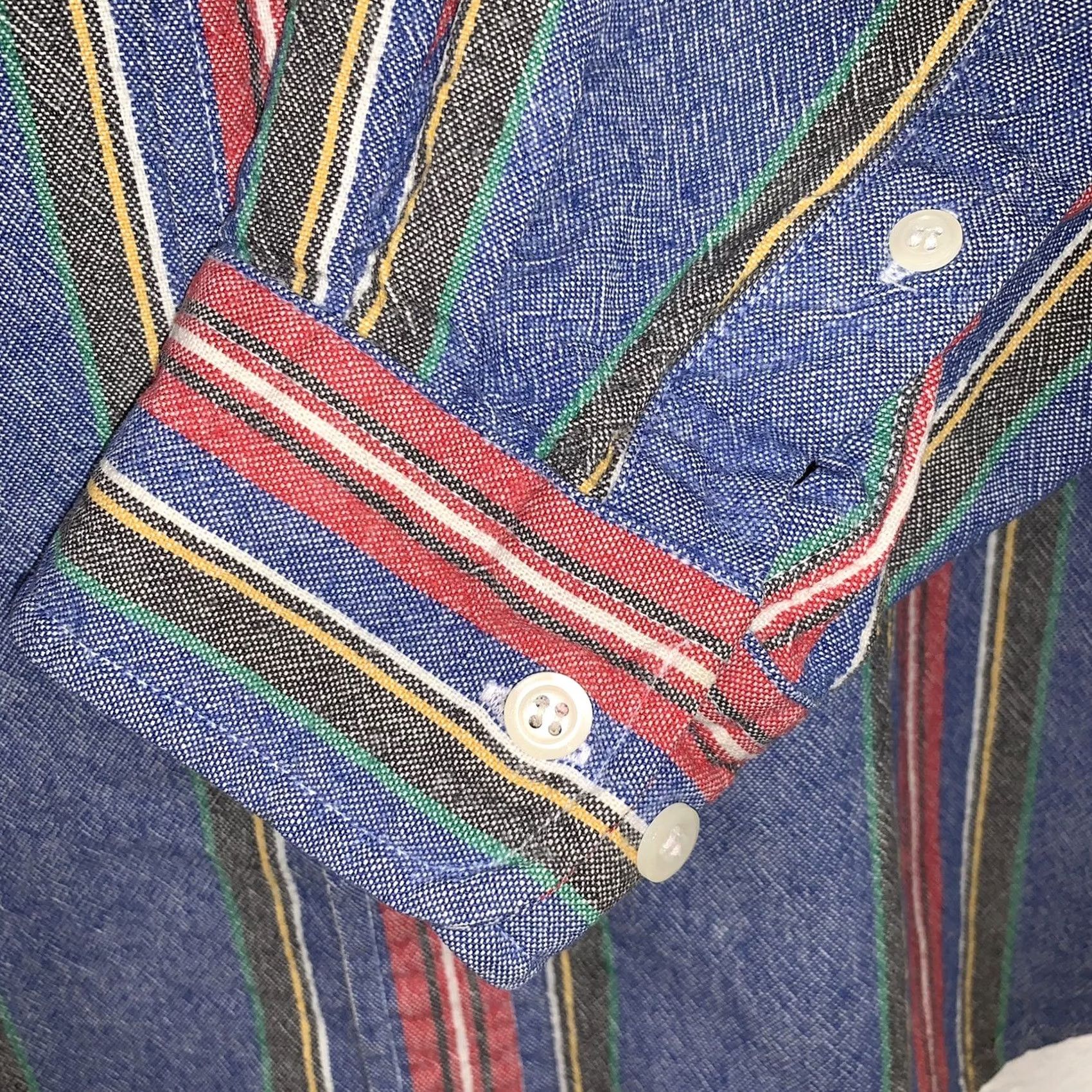 Gap VINTAGE Gap Blue Denim Striped Button Up Shirt Large Long Sleeve Vintage Size US L / EU 52-54 / 3 - 3 Thumbnail