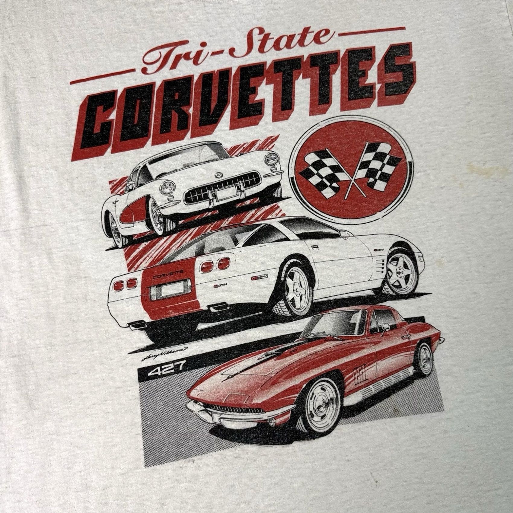 Hanes VINTAGE Corvette Shirt Mens L White 90s Cars Classic Tee Size US L / EU 52-54 / 3 - 2 Thumbnail