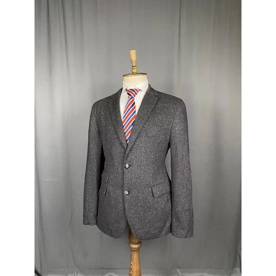 Hugo Boss MINT! Hugo Boss Herringbone Men's Gray Wool Blazer Sportcoat Size 52R - 3 Thumbnail