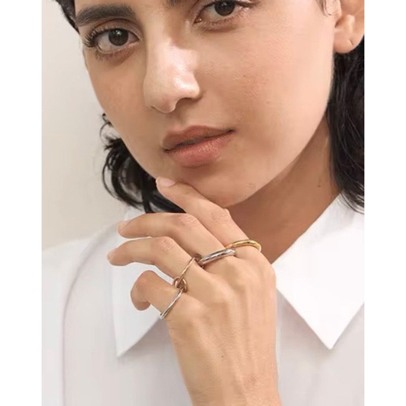 Other NEW 5 ring linked stacking set gold plated silver rose 7 Size ONE SIZE - 1 Thumbnail