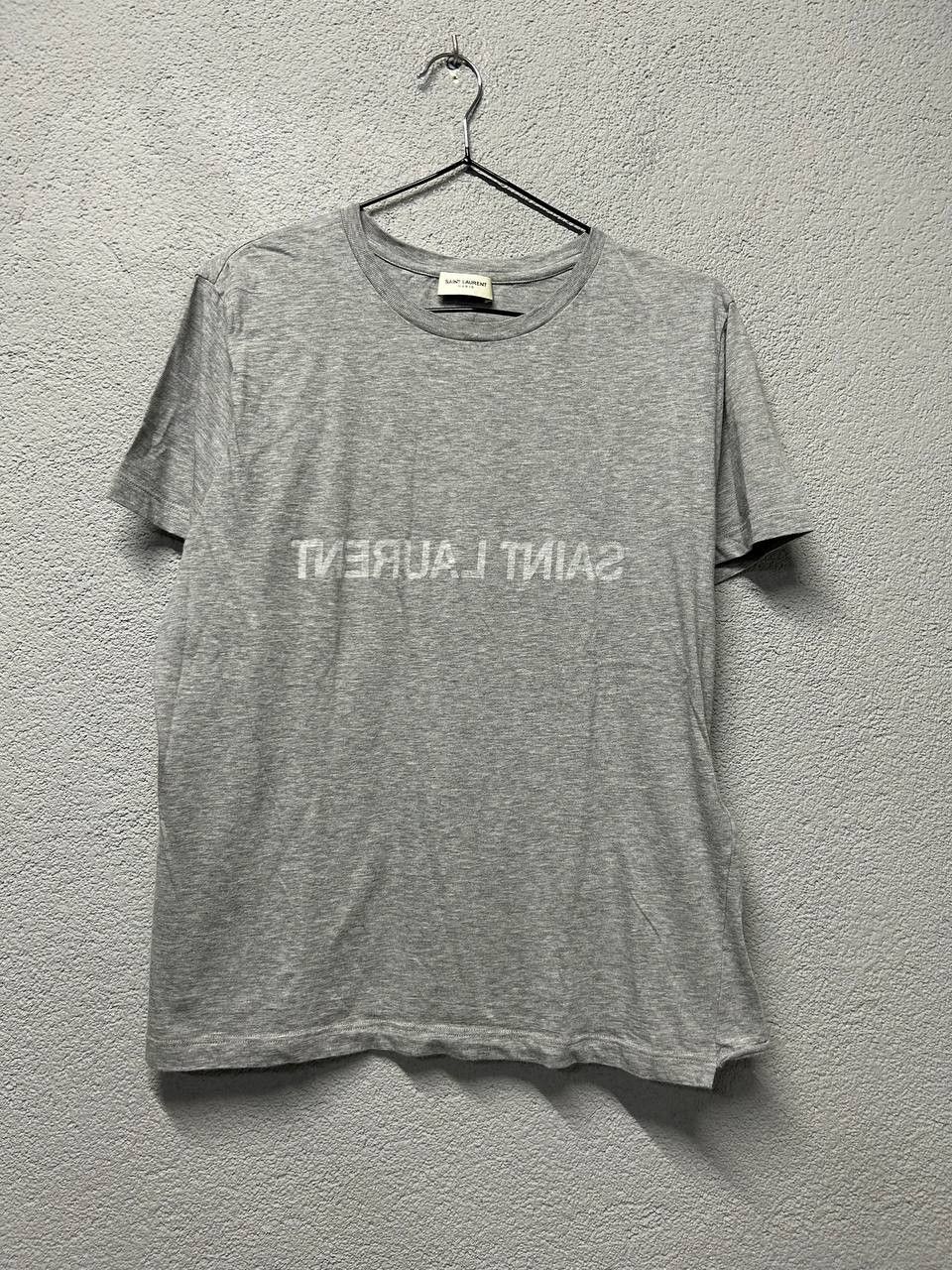 Saint Laurent Paris Saint Laurent Paris grey reverse logo print t-shirt L Size L / US 10 / IT 46 - 1 Thumbnail