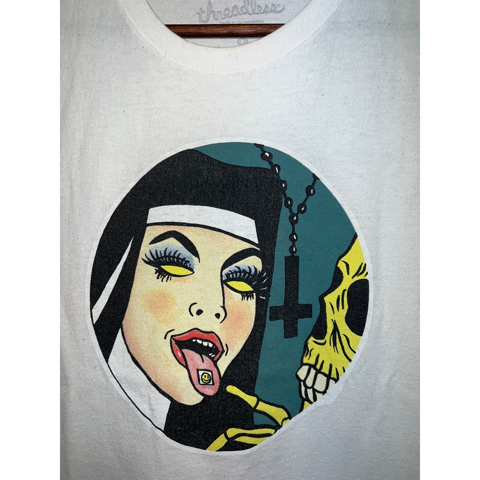 Threadless Threadless Nun Shirt Skeleton Acid Drop White Graphic Tee L Size US L / EU 52-54 / 3 - 2 Thumbnail