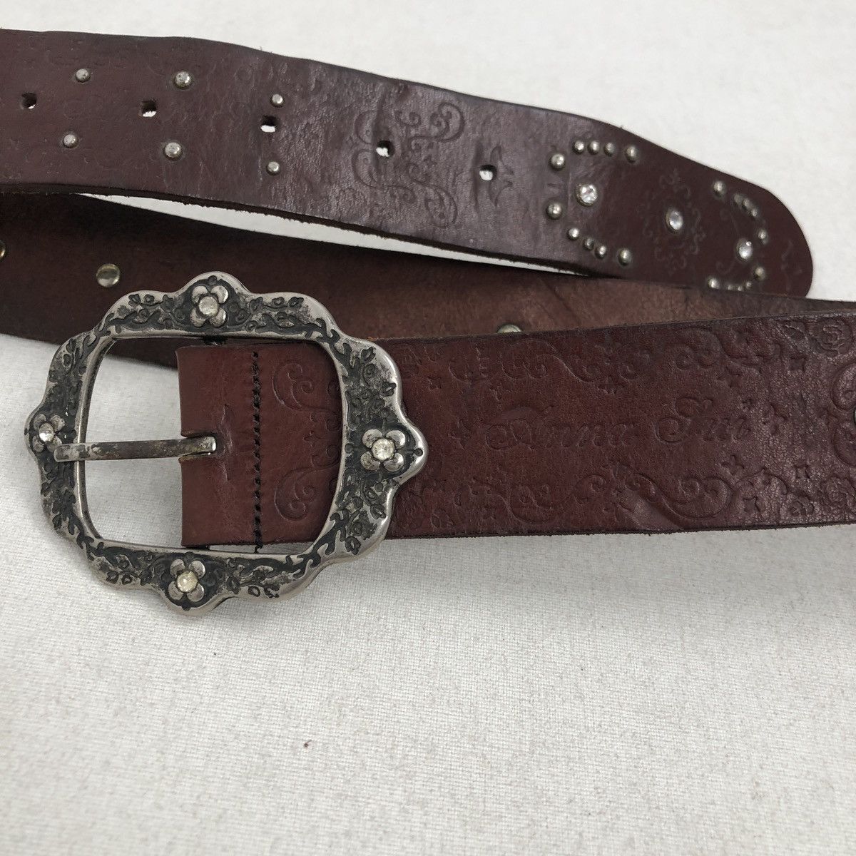 Designer × Japanese Brand × Vintage Vintage Anna Sui Brown Studded Belt Size 40 - 3 Thumbnail