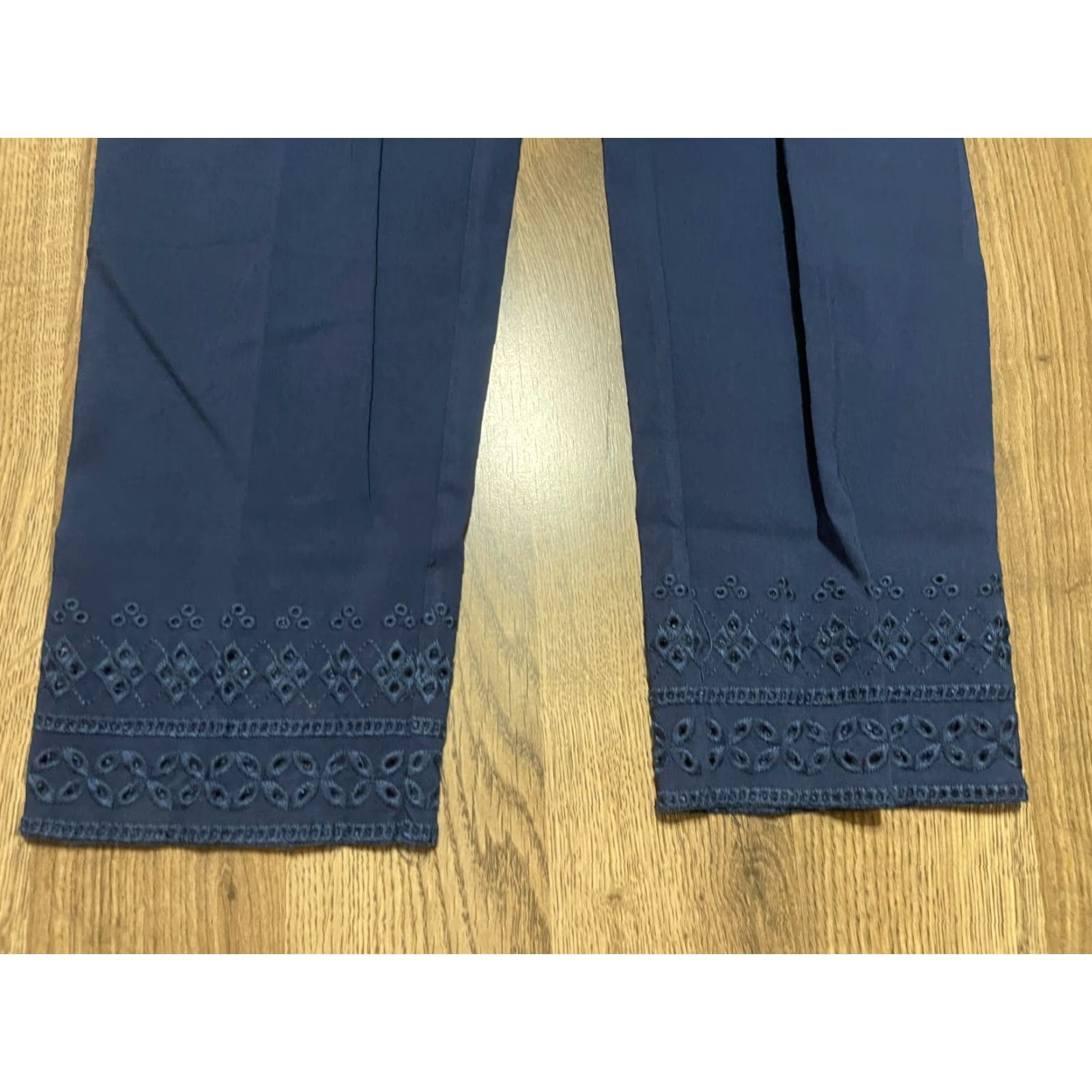 Vintage One 5 One Pants Women's Size 6 Blue Pull On Straight Leg Eyelet Hem Size 28" / US 6 / IT 42 - 3 Thumbnail