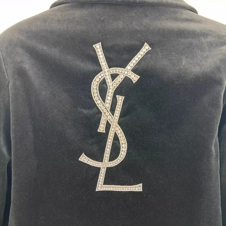 Saint Laurent Paris Saint Laurent ParisBlack rhinestone letter logo velvet qui Size ONE SIZE - 8 Thumbnail