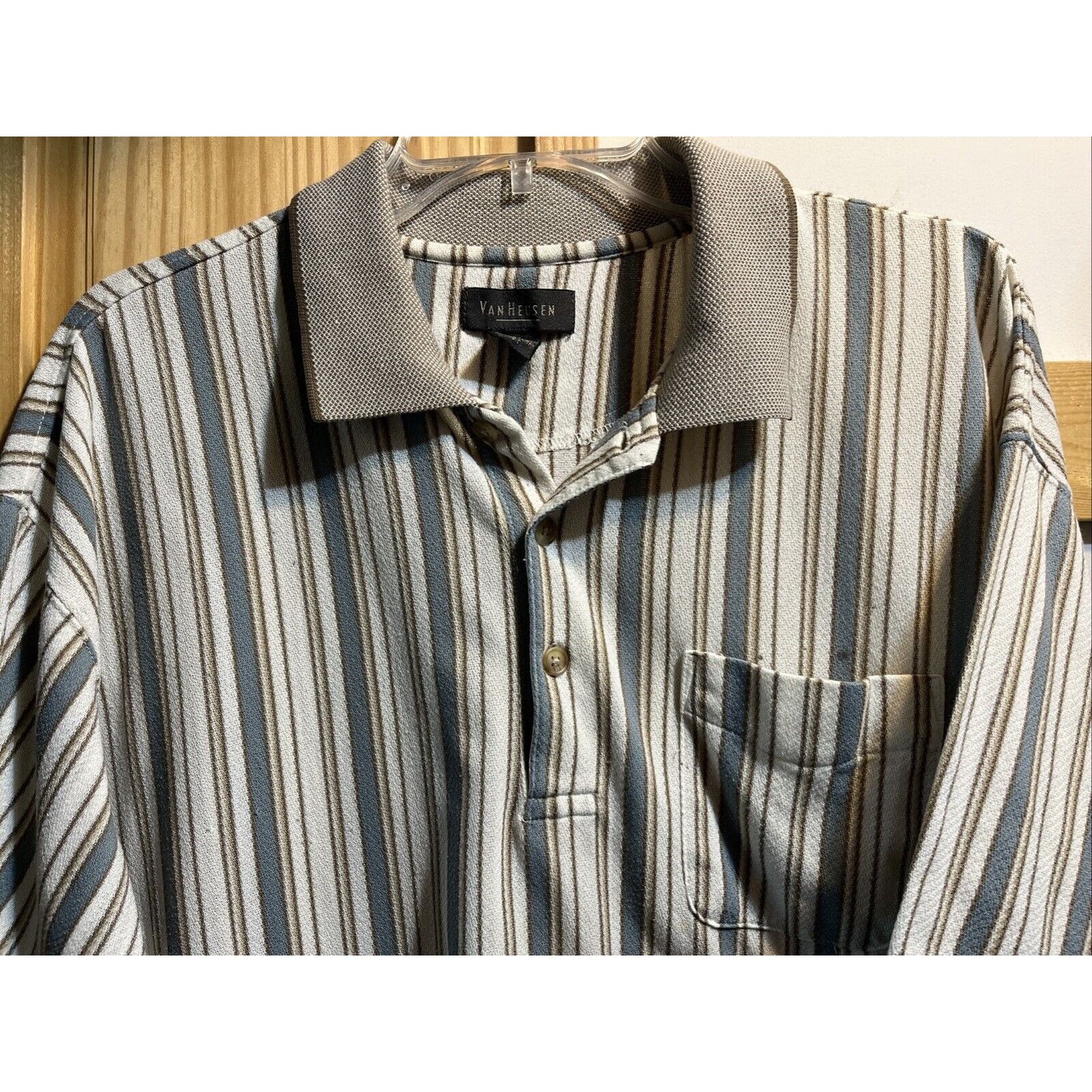 Van Heusen VTG Van Heusen Striped Polo Shirt Men’s Sz XL SS Blue White Size US XL / EU 56 / 4 - 5 Thumbnail