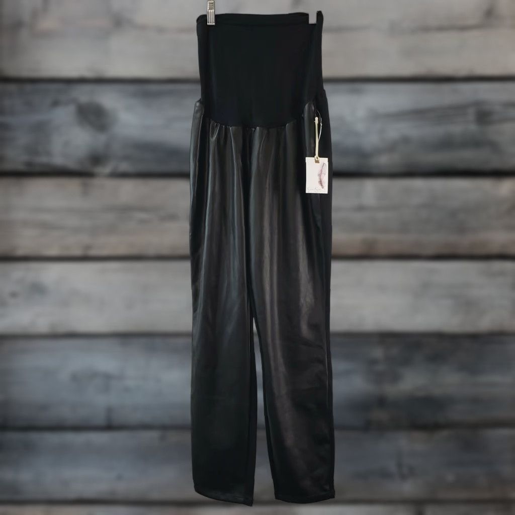 Jessica Simpson VINTAGE Jessica Simpson Secret Fit Belly Faux Leather Front Maternity Pants Size Medium Black Womens Pants Maternity Medium Ready-to-Wear Size 32" / US 10 / IT 46 - 1 Thumbnail
