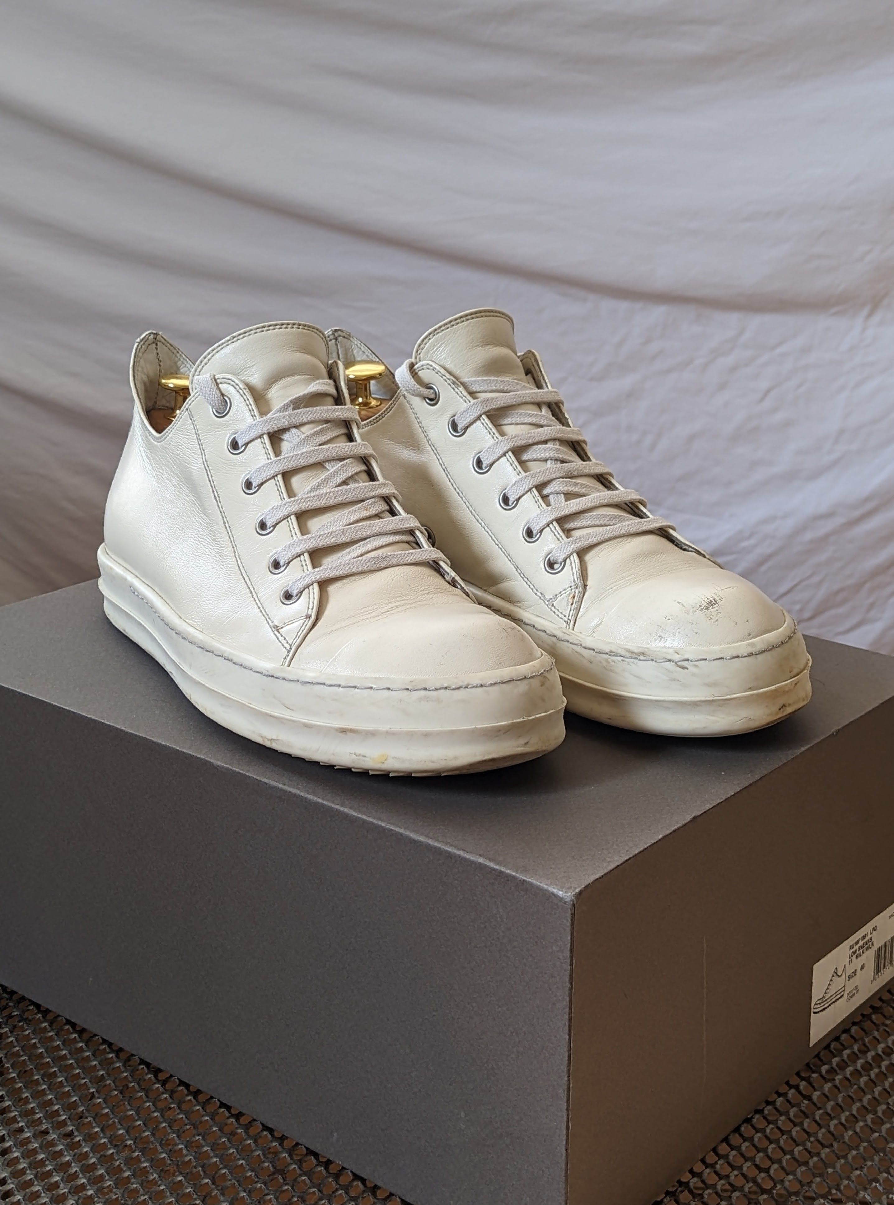 Rick Owens Rick Owens Mainline Ramones Low – Cream/Milk Leather Size US 7.5 / EU 40-41 - 1 Thumbnail