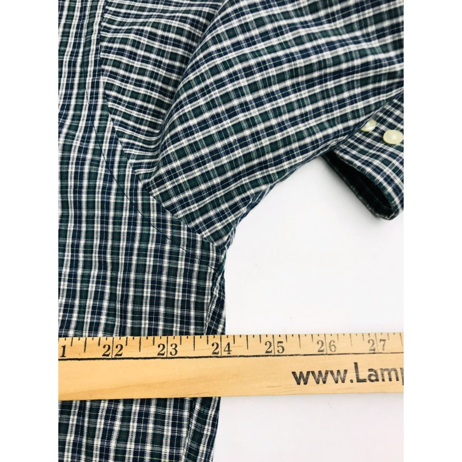 Chaps Chaps Shirt Men's Large 16-16.5 32/33 Green Navy Blue Button-Down Plaid Regular Size US L / EU 52-54 / 3 - 4 Thumbnail