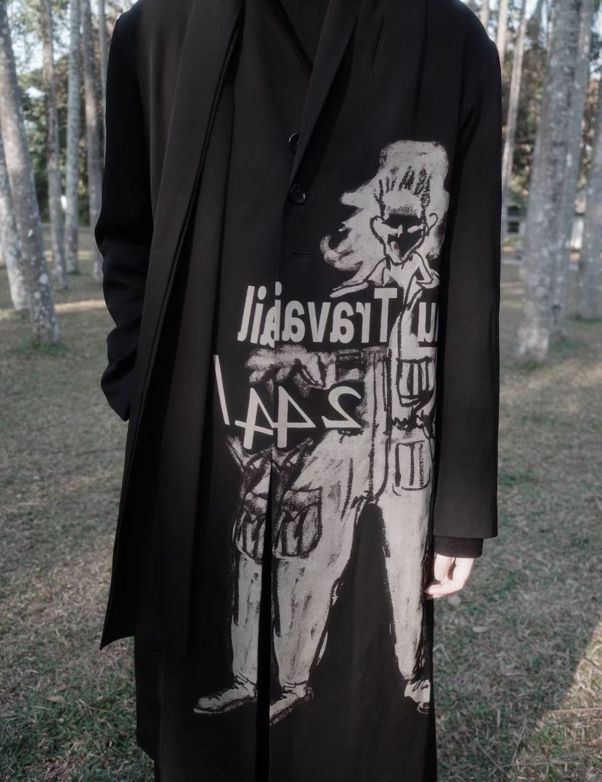 Yohji Yamamoto Yohji Yamamoto 17AW Worker Discharge-Print Scarf Coat J4 Size US S / EU 44-46 / 1 - 6 Thumbnail
