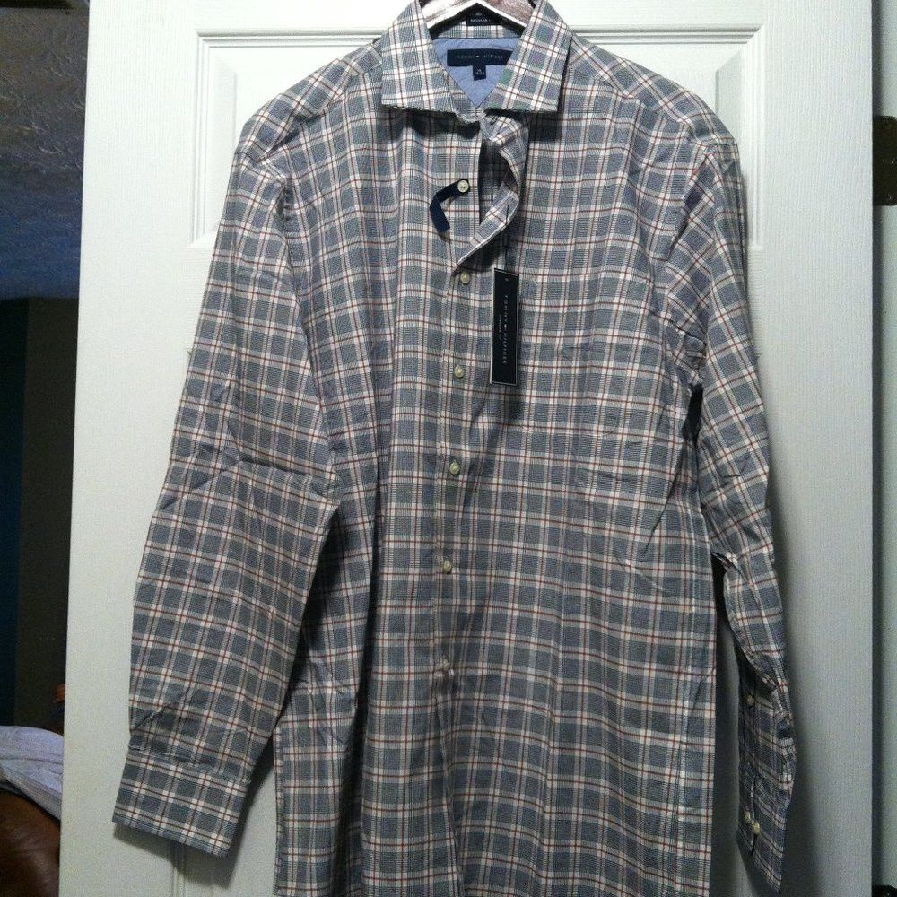 Tommy Hilfiger TOMMY HILFIGER MENS NEW GRAY 100%COTTON DRESS SHIRT 16/34-35 Size US L / EU 52-54 / 3 - 4 Thumbnail