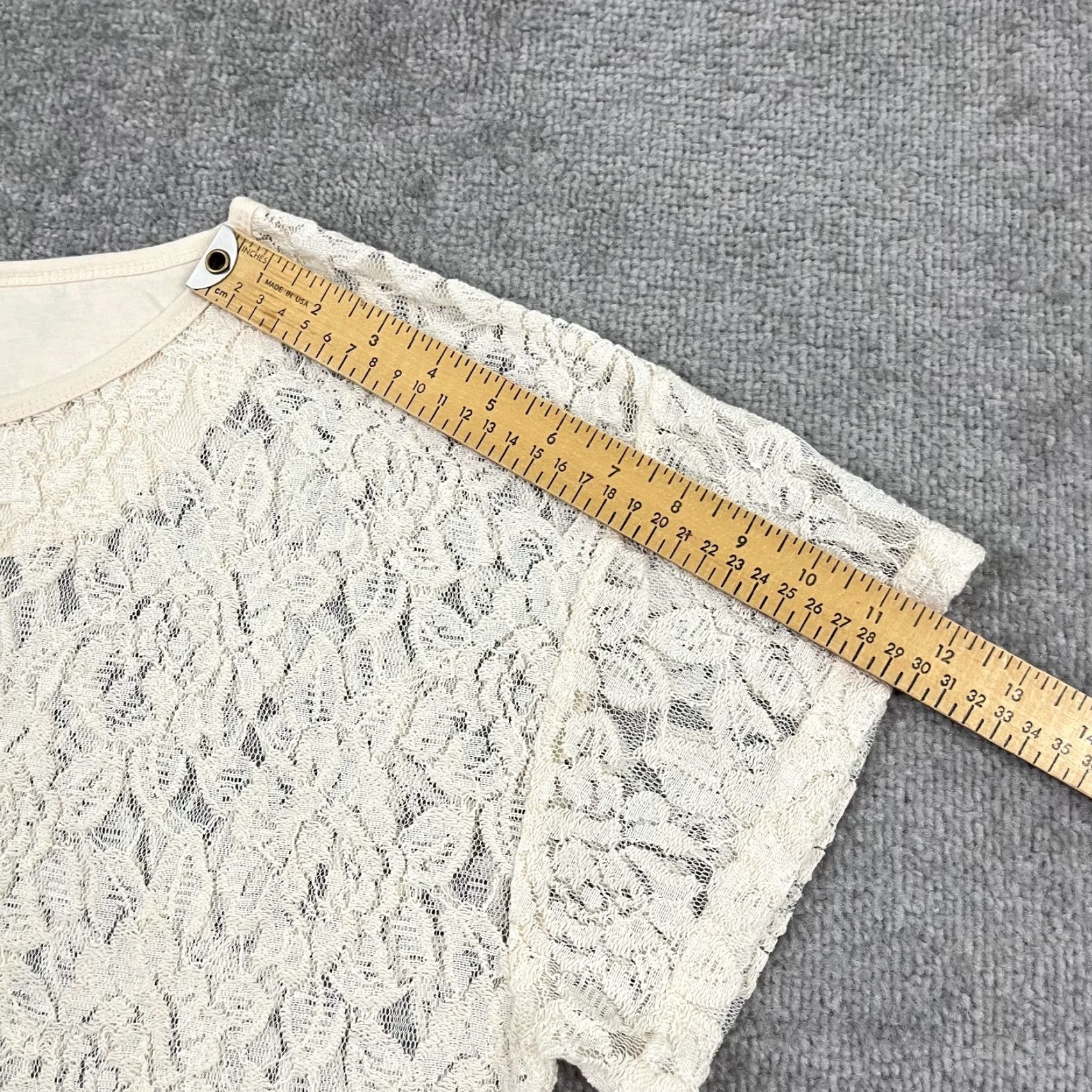 Vintage Sundance Blouse Womens Medium Cream Black Striped Floral Lace Sheer Boho Shirt Size M / US 6-8 / IT 42-44 - 5 Thumbnail